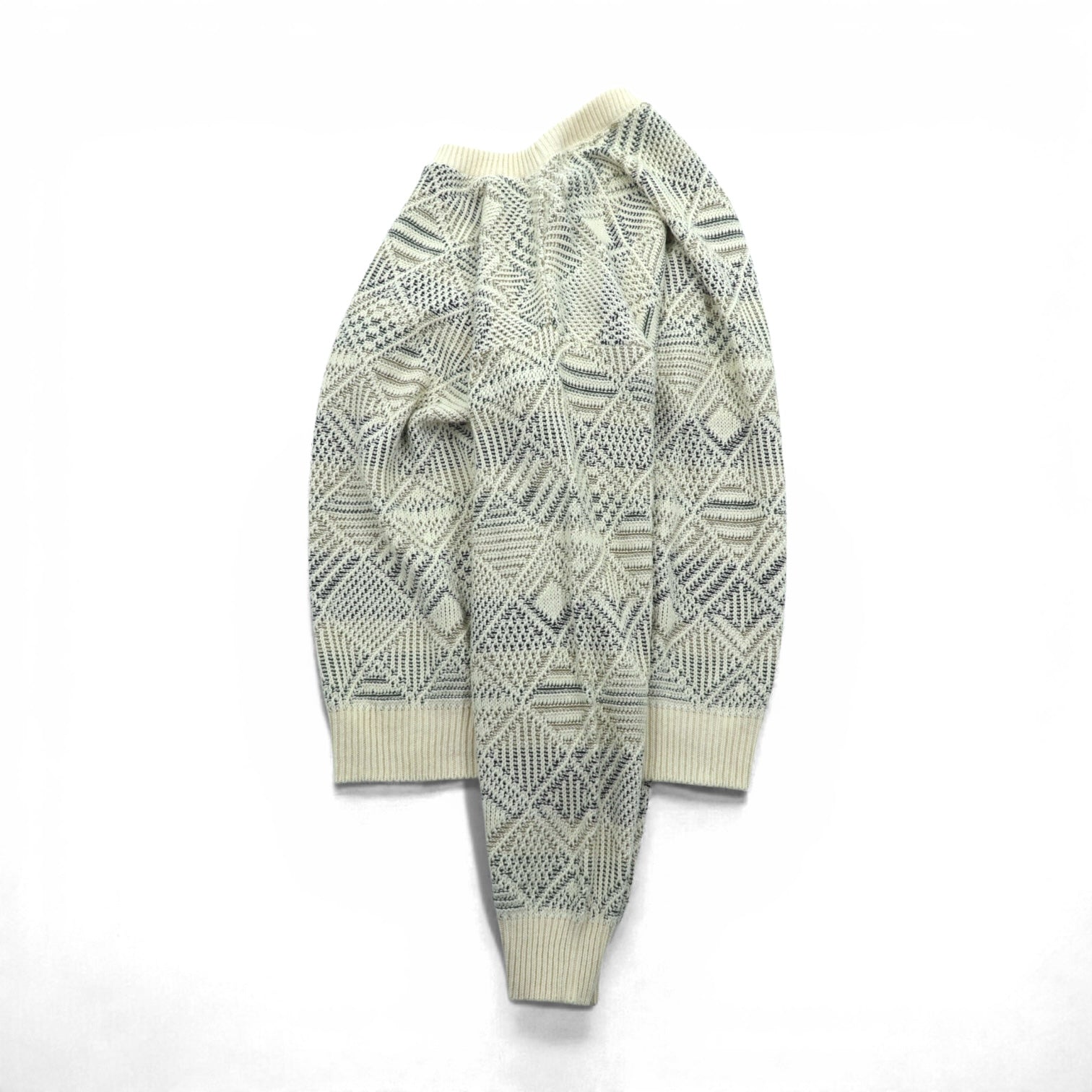 BILL BLASS 米国製 ジャガード ニット セーター L コットン 総柄 USA製