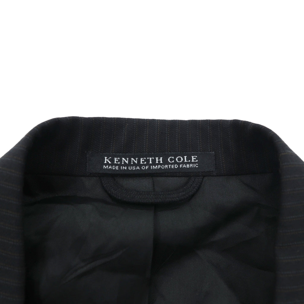 US UNION MADE Blazer ピークドラベル ダブルブレスト ブレザー テーラードジャケット XL ブラック ストライプ KENNETH COLE 未使用品 USA製