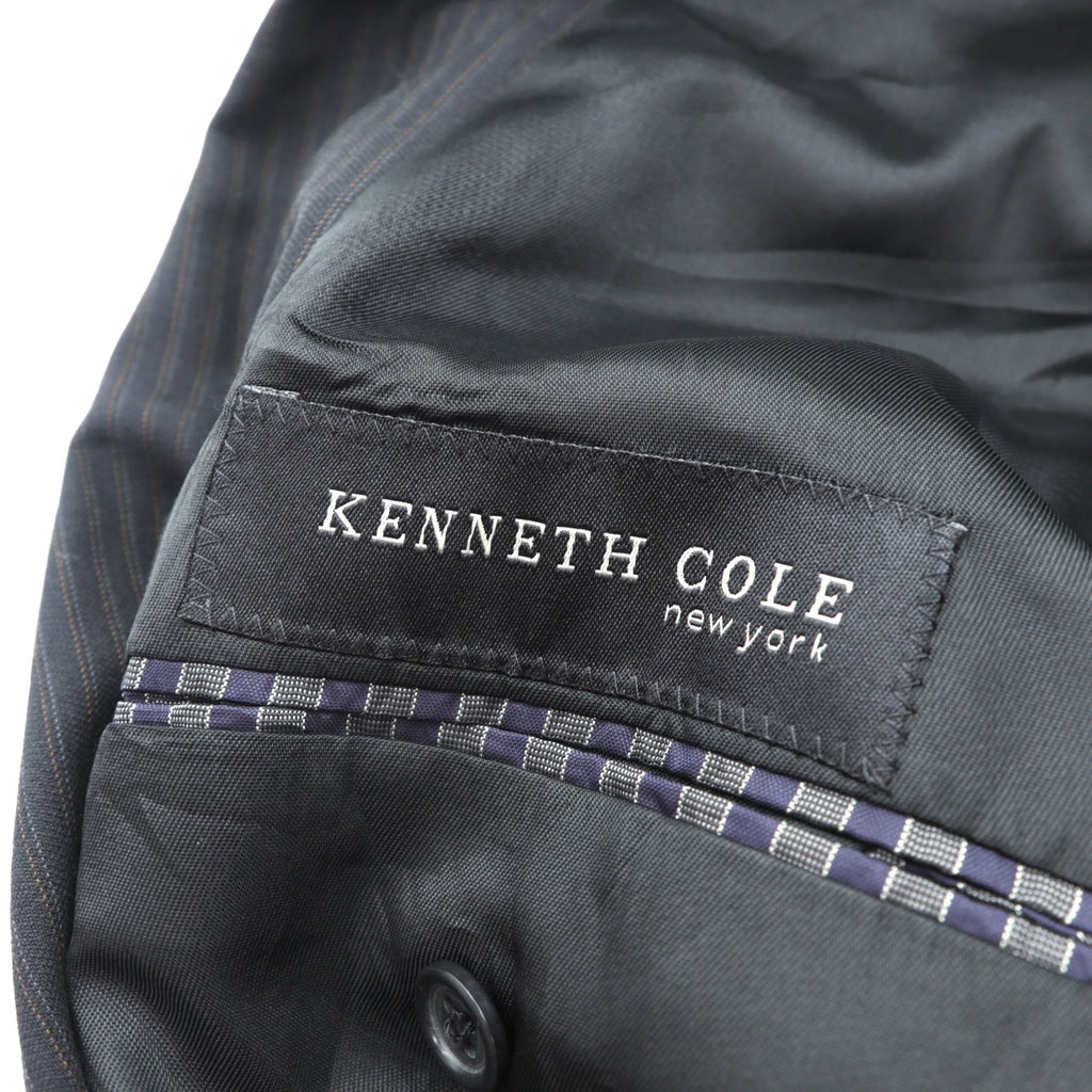 US UNION MADE Blazer ピークドラベル ダブルブレスト ブレザー テーラードジャケット XL ブラック ストライプ KENNETH COLE 未使用品 USA製
