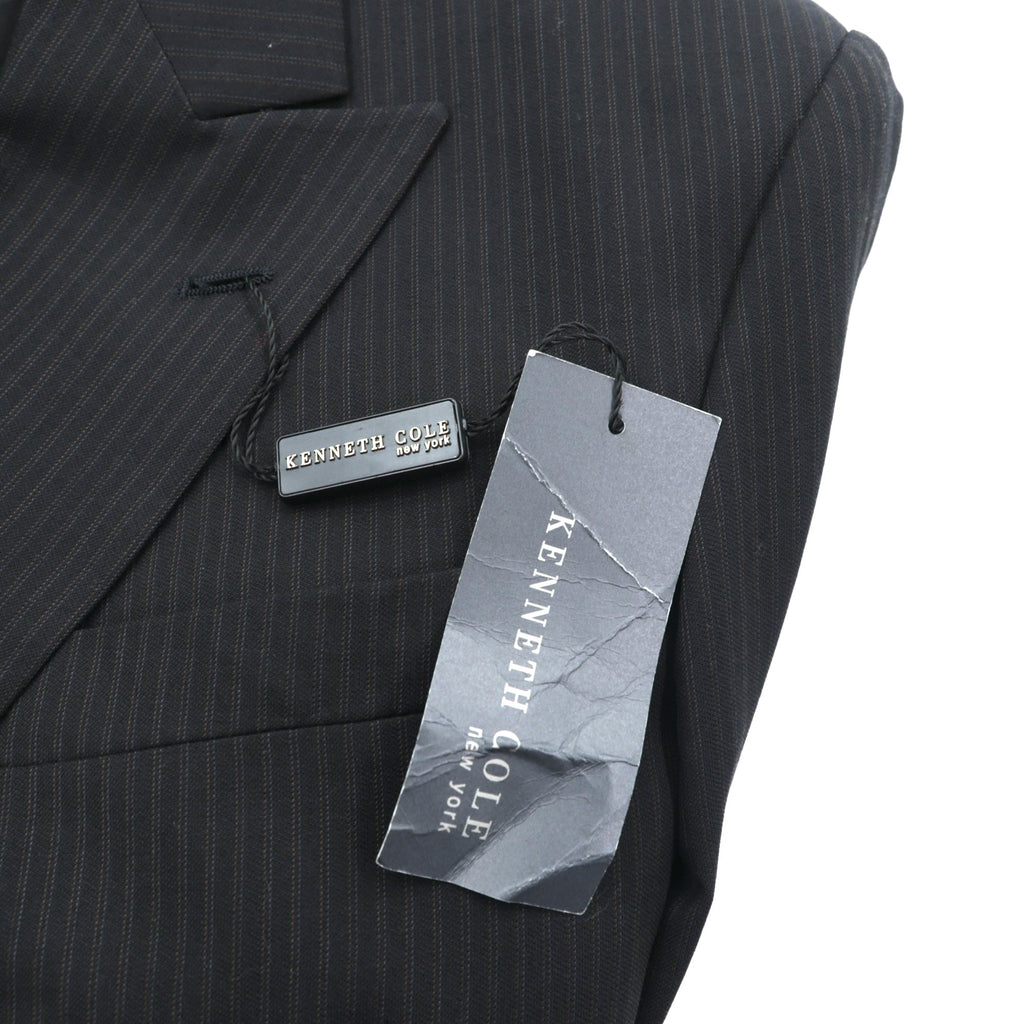 US UNION MADE Blazer ピークドラベル ダブルブレスト ブレザー テーラードジャケット XL ブラック ストライプ KENNETH COLE 未使用品 USA製