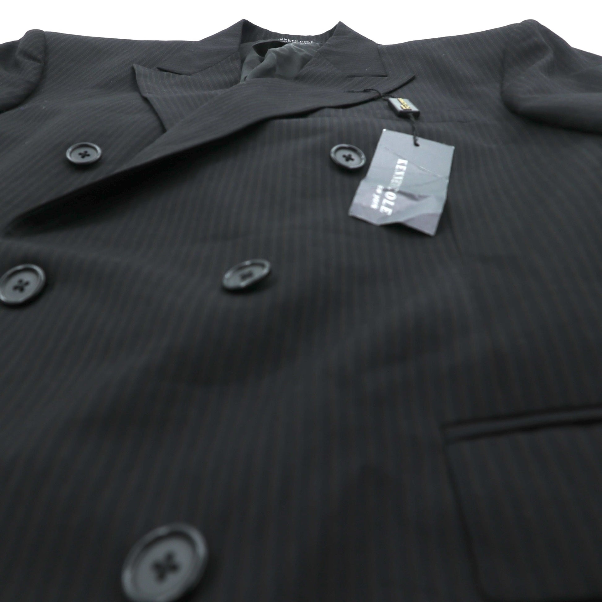 US UNION MADE Blazer ピークドラベル ダブルブレスト ブレザー テーラードジャケット XL ブラック ストライプ KENNETH COLE 未使用品 USA製