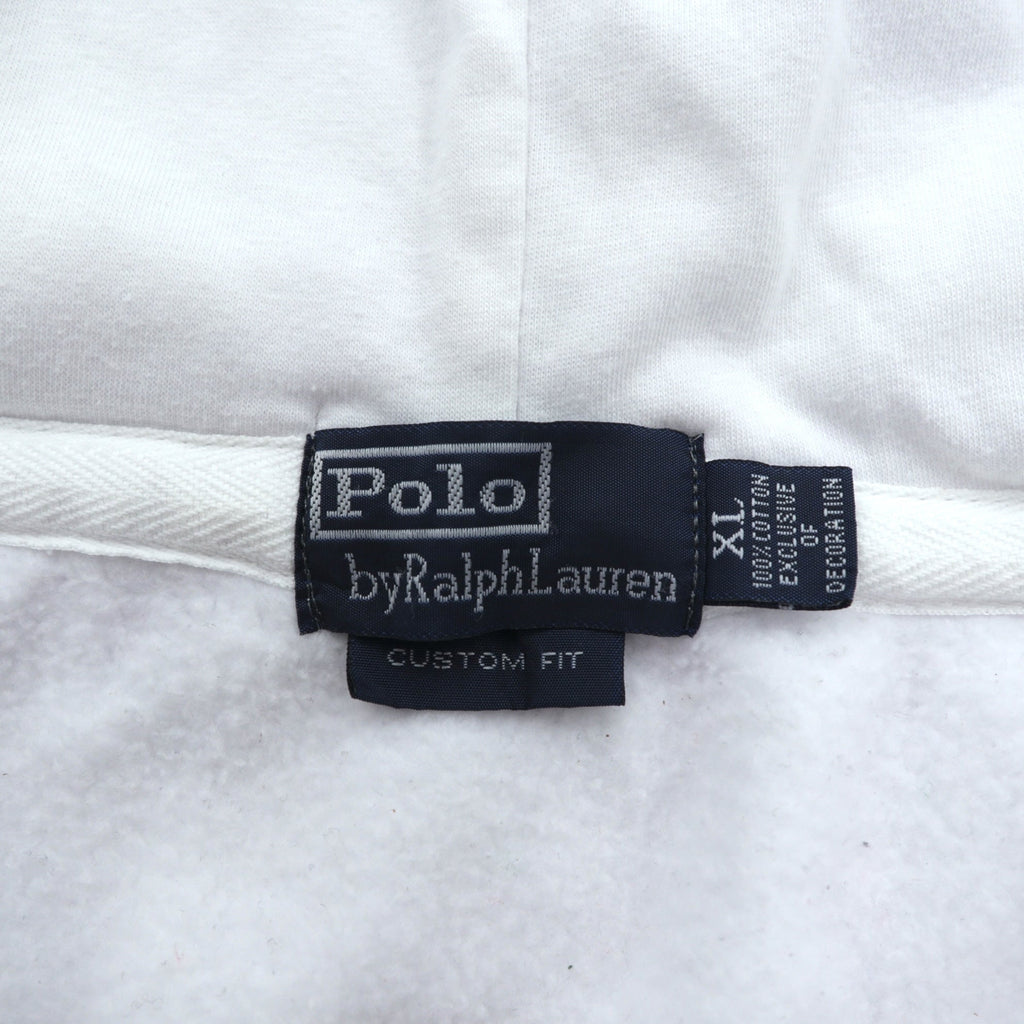 Polo Ralph Lauren 90年代 ビッグポニー刺繍 ジップパーカー XL ホワイト コットン リブライン