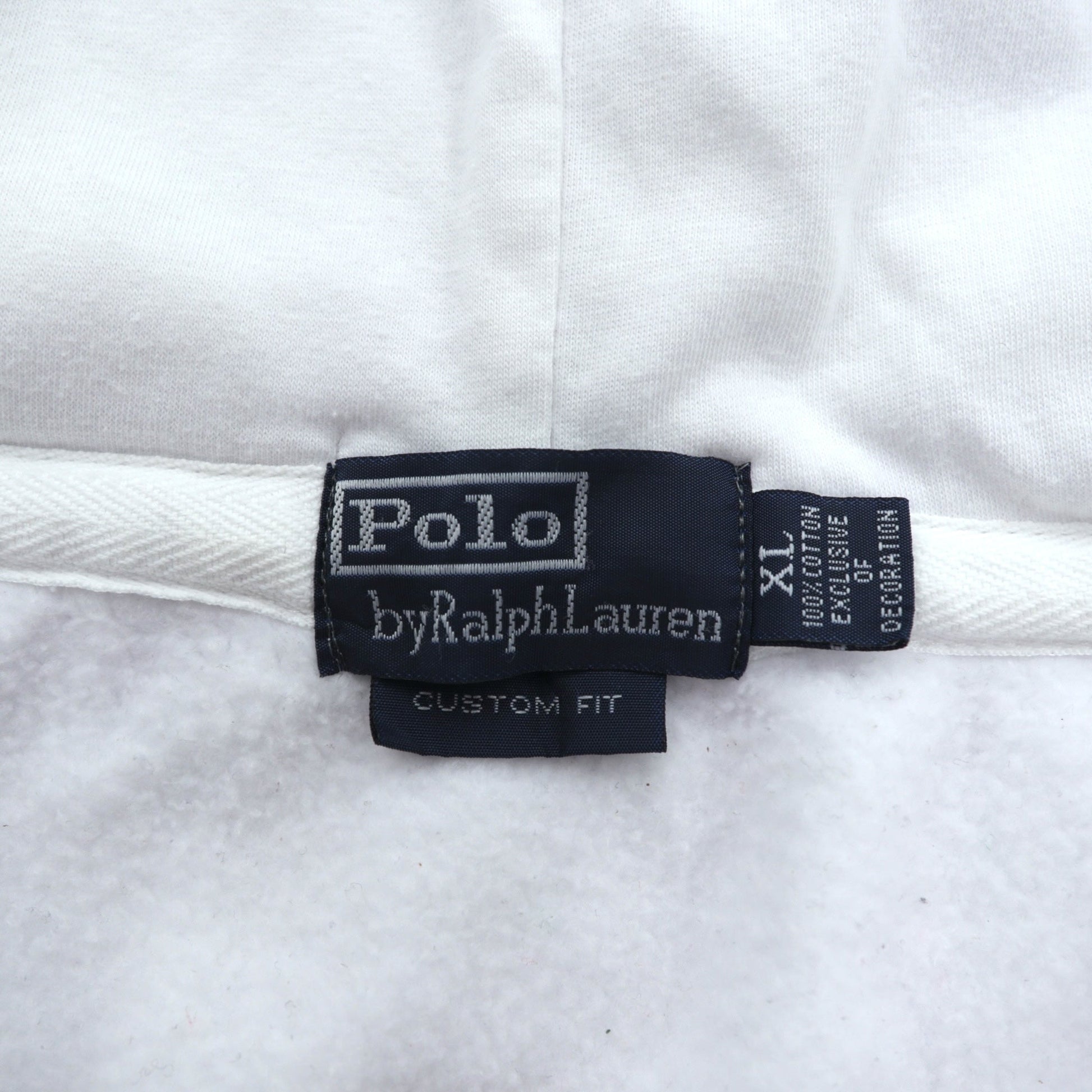 Polo Ralph Lauren 90年代 ビッグポニー刺繍 ジップパーカー XL ホワイト コットン リブライン