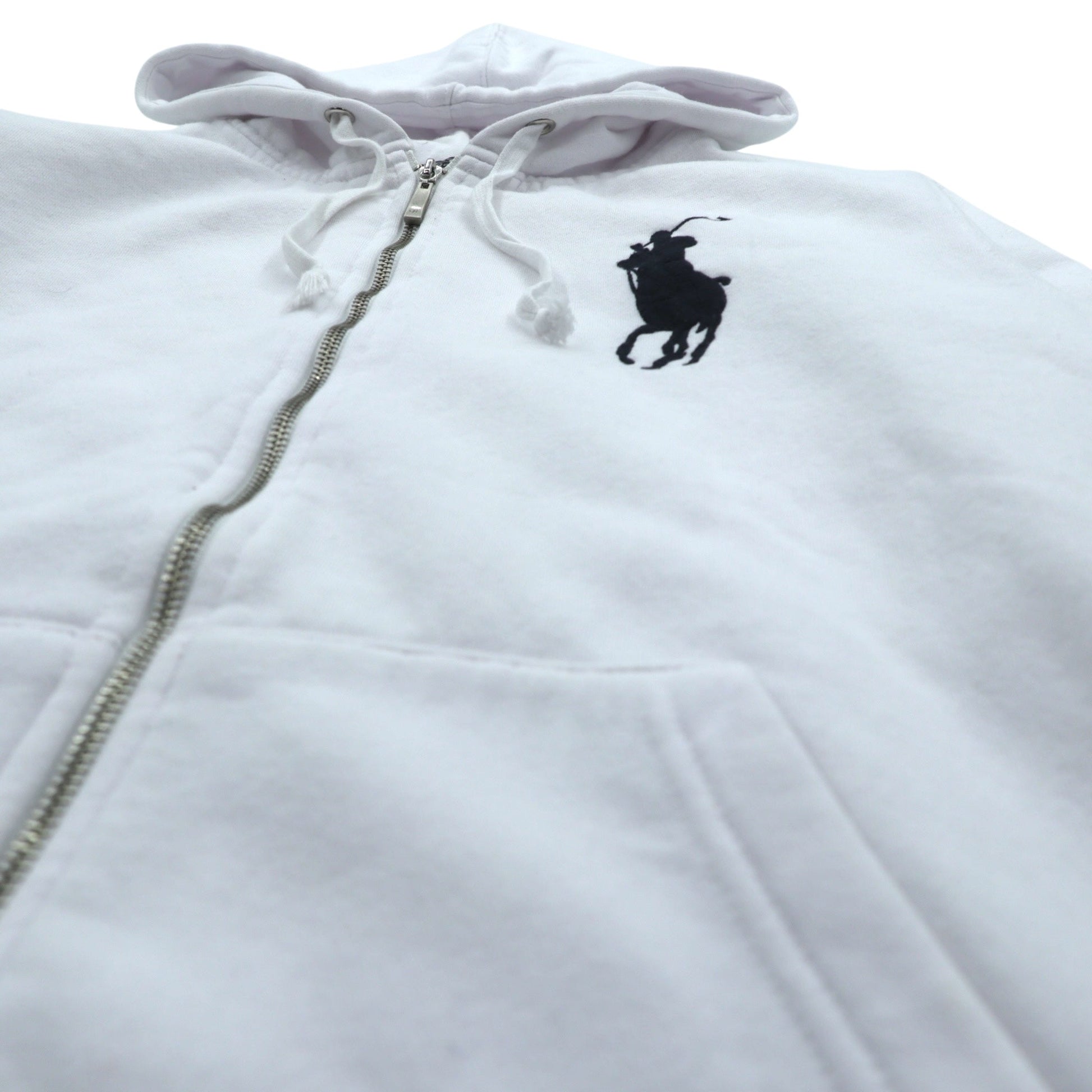 Polo Ralph Lauren 90年代 ビッグポニー刺繍 ジップパーカー XL ホワイト コットン リブライン