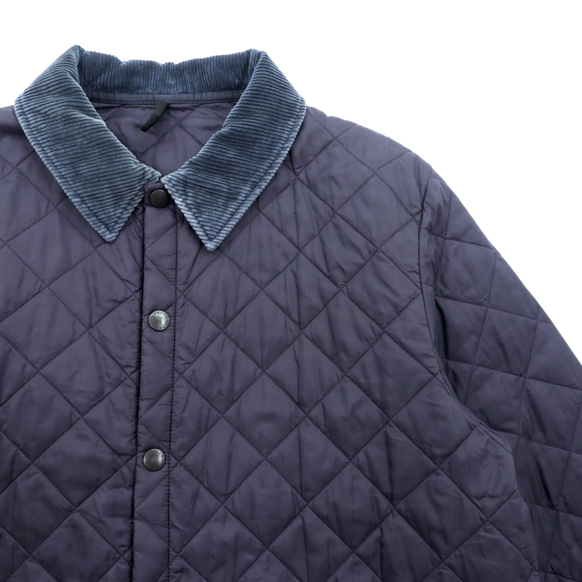 Barbour キルティングジャケット LIDDESDALE JACKET XL ネイビー 襟コーデュロイ 中綿 MQU0001NY91