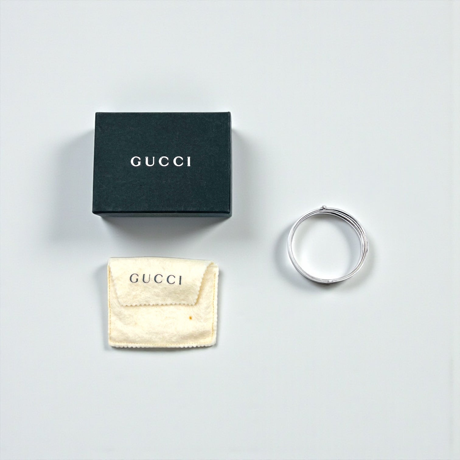 GUCCI 3連 シルバー バングル ブレスレット SILVER 925 ヒンジ可動 イタリア製