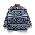 90s Blanket Jacket チマヨ チョアコート カバーオール XL ウール ブランケット ネイティブ柄 レザー襟 ARMAND THIERY JEANSWEAR