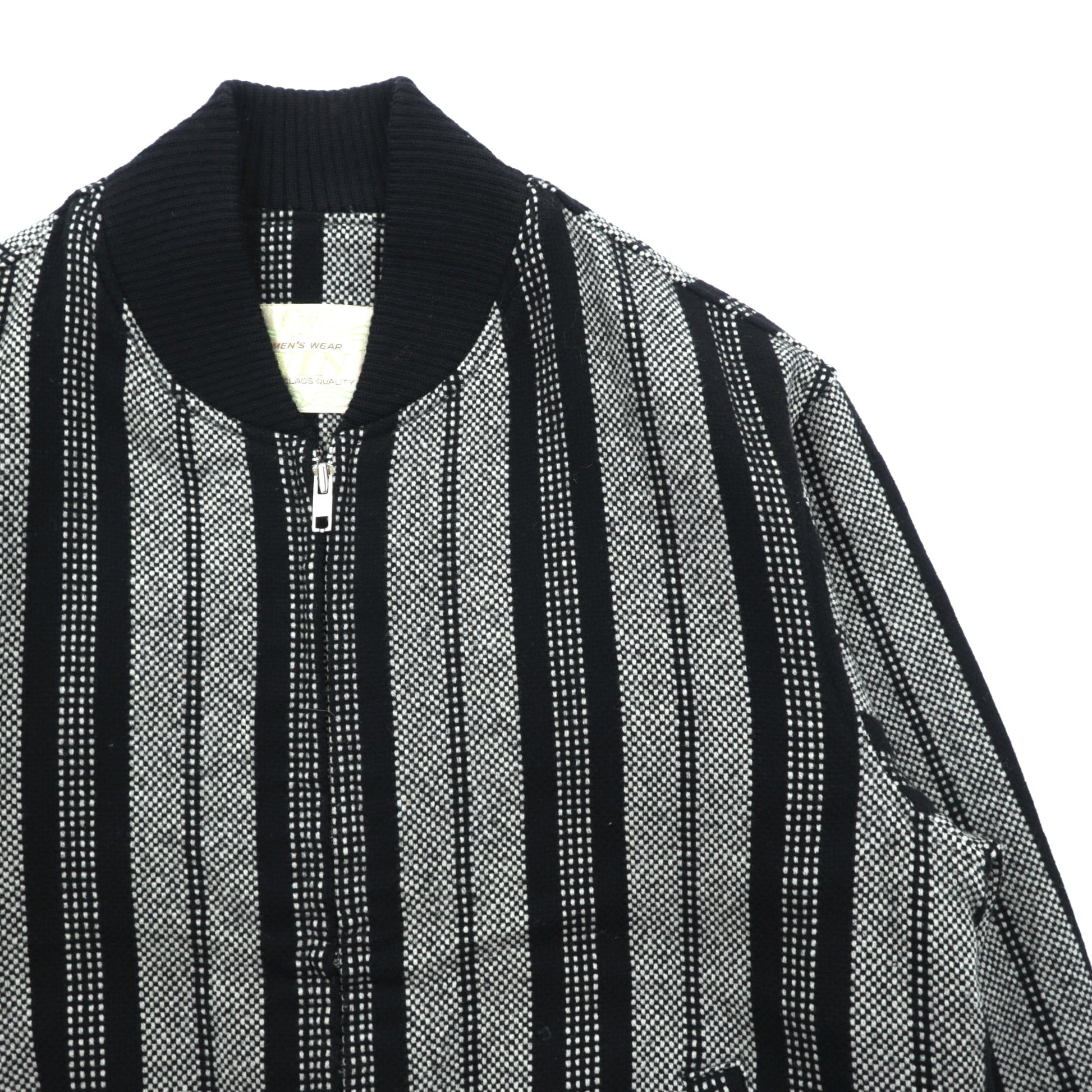 80s Japan Vintage Blouson ジップアップ ボンバージャケット M ウール ストライプ MEN'S WEAR WIN 80年代 日本製