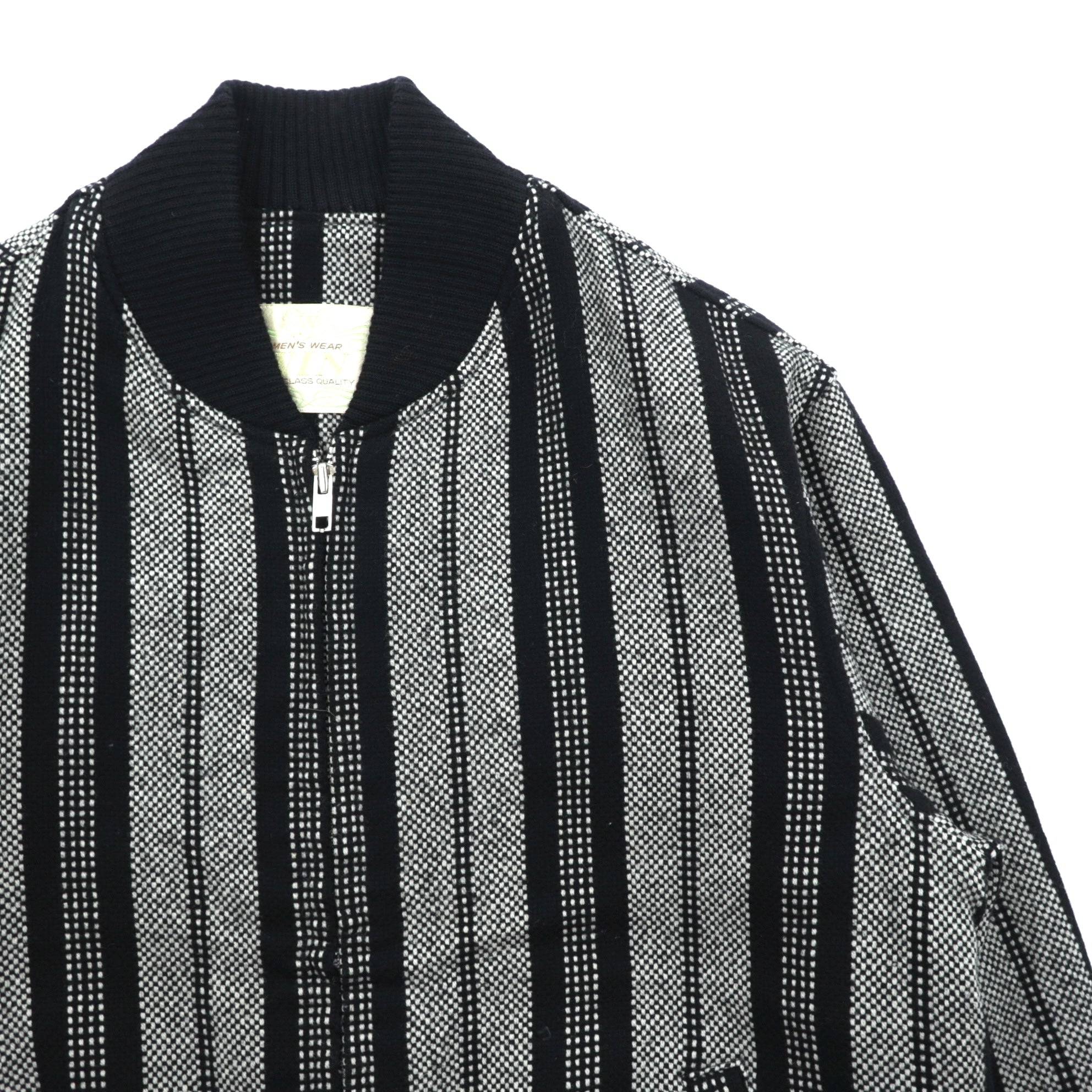 80s Japan Vintage Blouson ジップアップ ボンバージャケット M ウール ストライプ MEN'S WEAR WIN 80年代 日本製