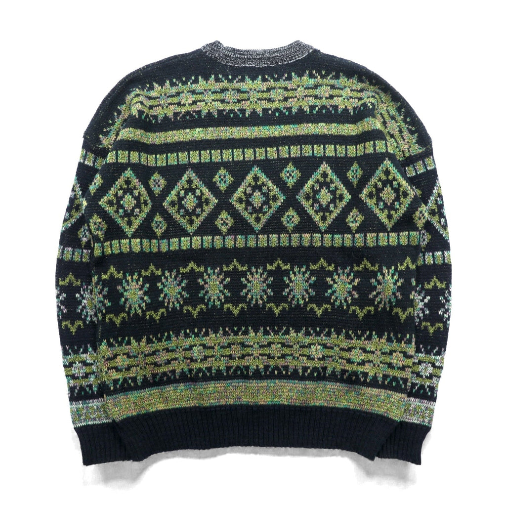 FIRENZE Jacquard Knitwear 総柄 フェアアイル ニット セーター L カーキ