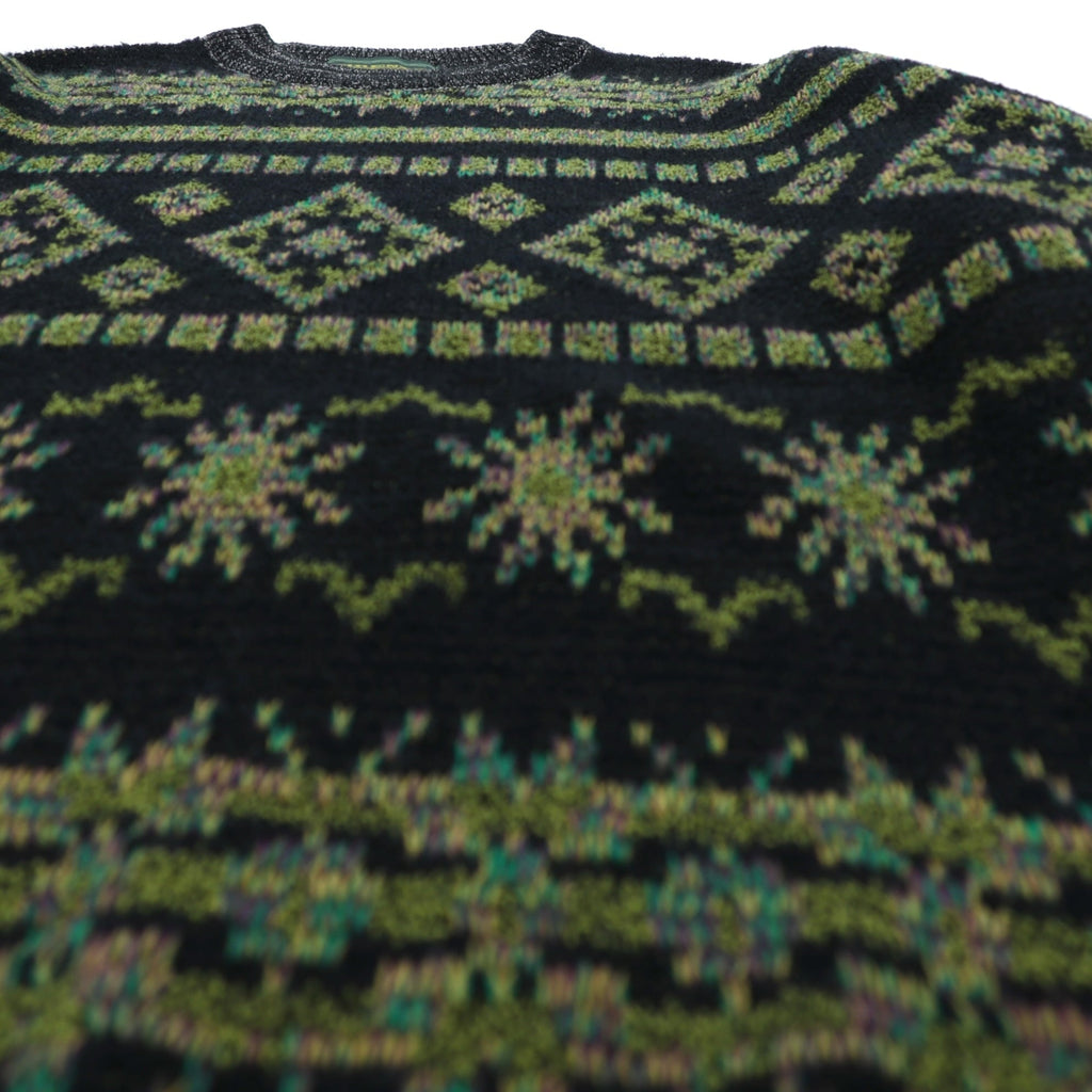 FIRENZE Jacquard Knitwear 総柄 フェアアイル ニット セーター L カーキ