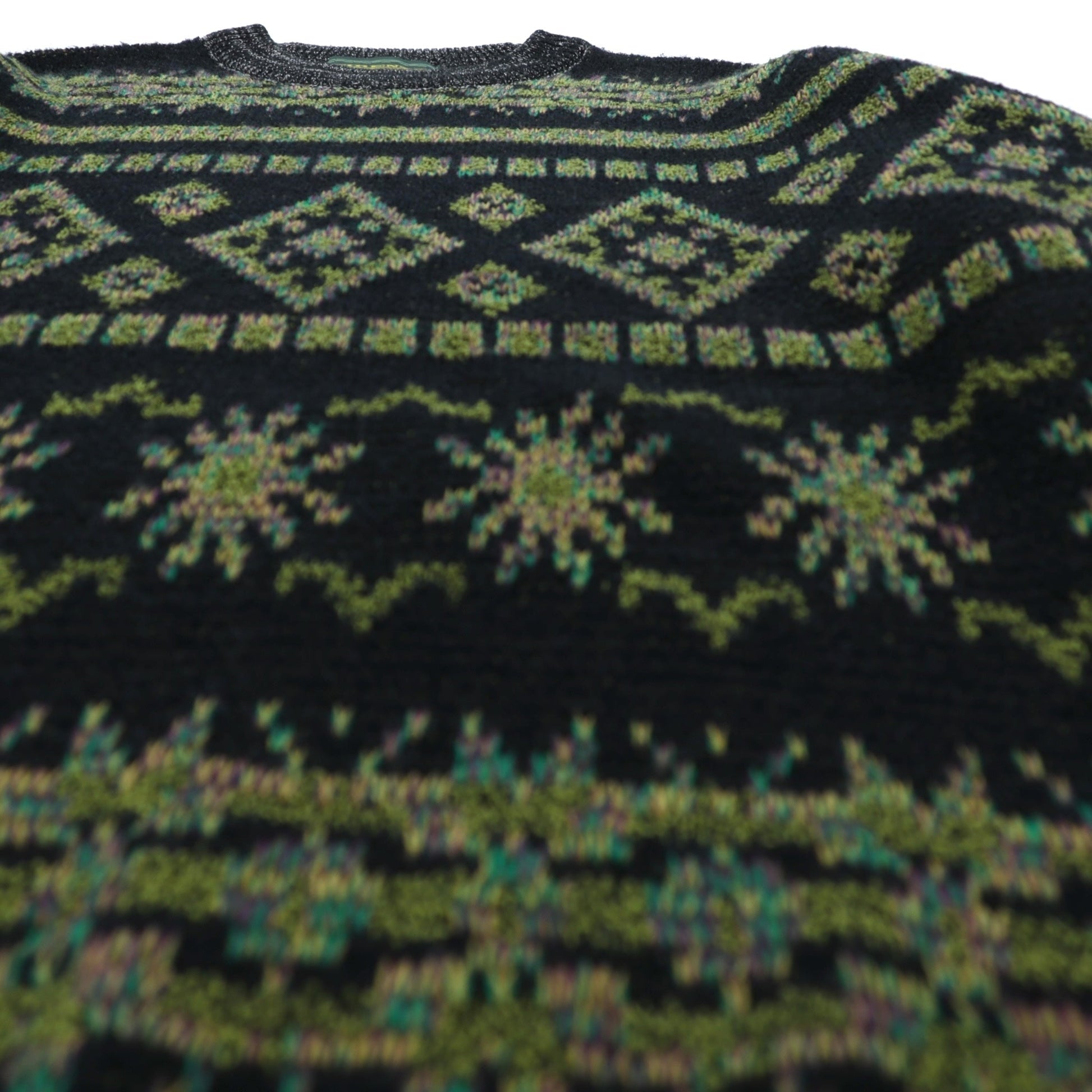 FIRENZE Jacquard Knitwear 総柄 フェアアイル ニット セーター L カーキ