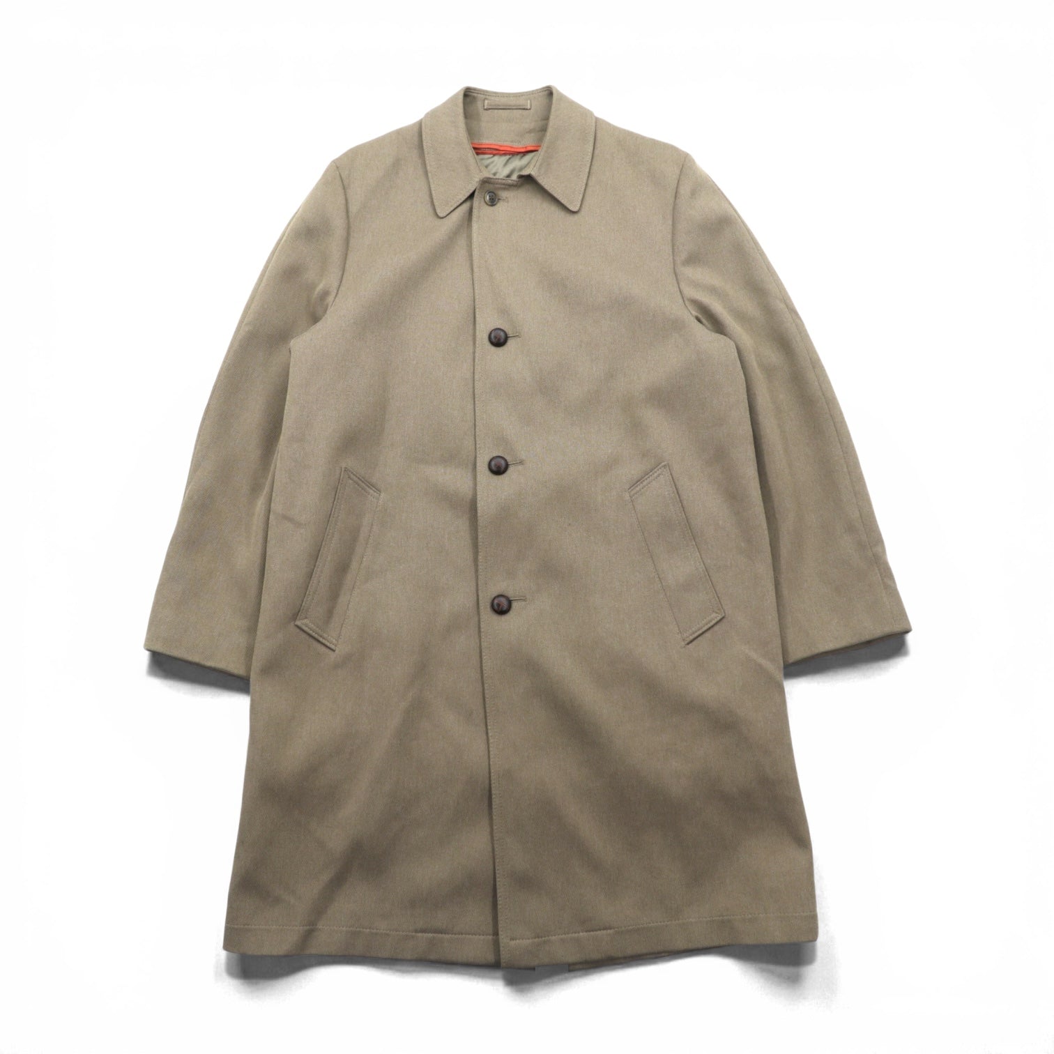 Casualcraft New York 70年代 USA製 ヴィンテージ バルマカーンコート ステンカラーコート L ベージュ ライナー着脱式 くるみボタン