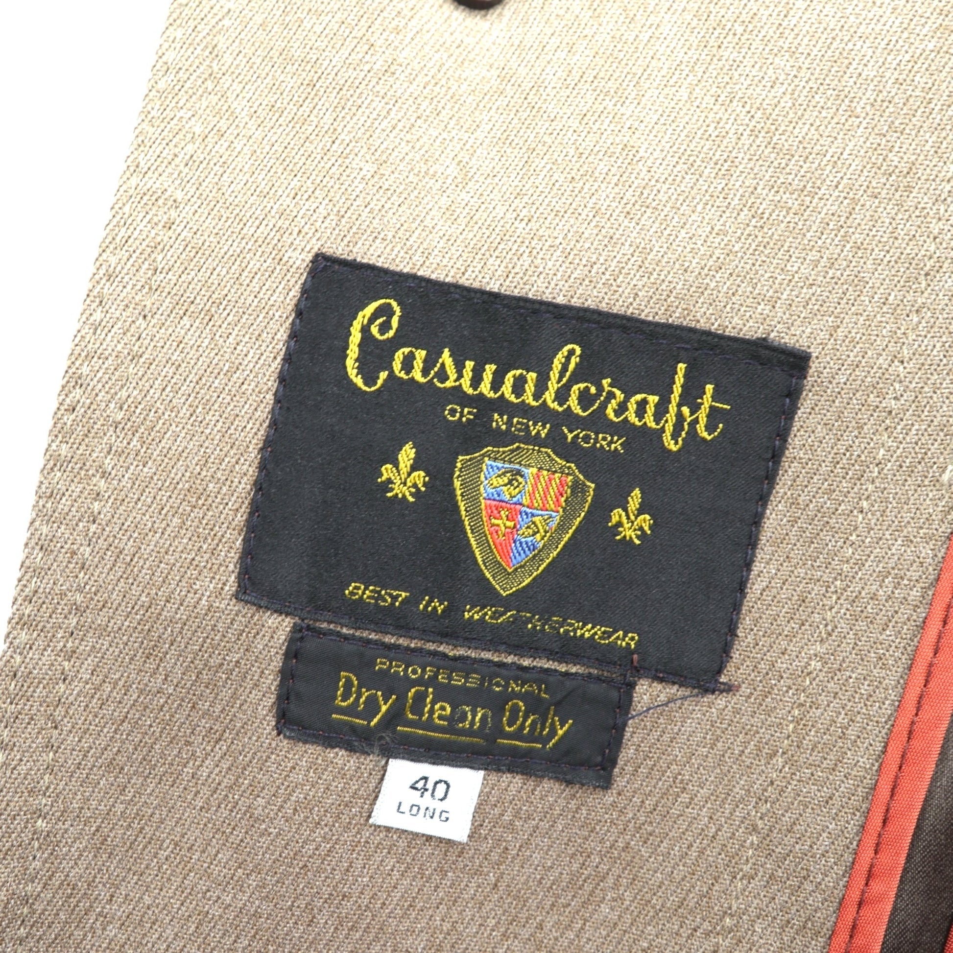 Casualcraft New York 70年代 USA製 ヴィンテージ バルマカーンコート ステンカラーコート L ベージュ ライナー着脱式 くるみボタン