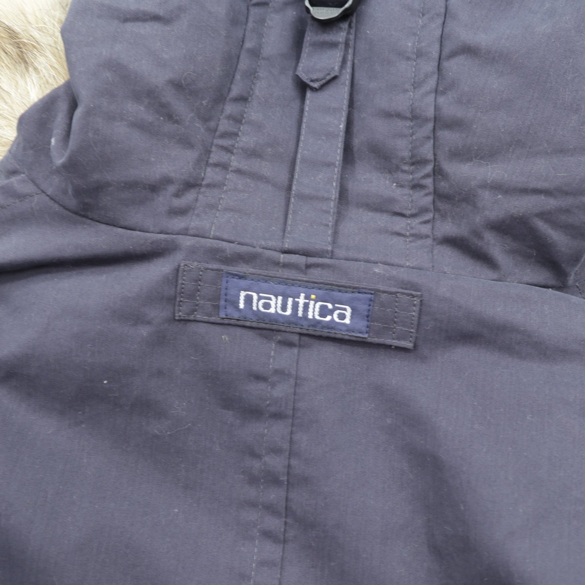 NAUTICA 90年代 65/35クロス N-3B ミリタリー ダウンジャケット L ダブルジップ ドローコード ファー着脱式