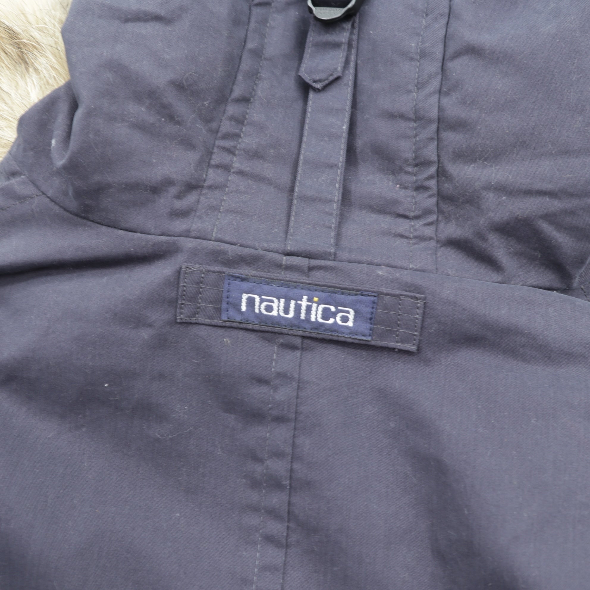 NAUTICA 90年代 65/35クロス N-3B ミリタリー ダウンジャケット L ダブルジップ ドローコード ファー着脱式