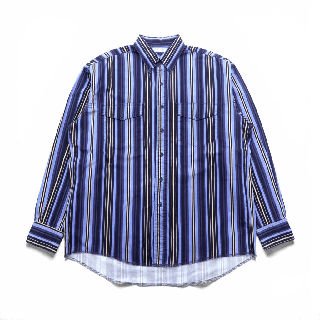 Wrangler 90年代 ボタンダウン シャツ XL ネイビー ストライプ 胸ポケット