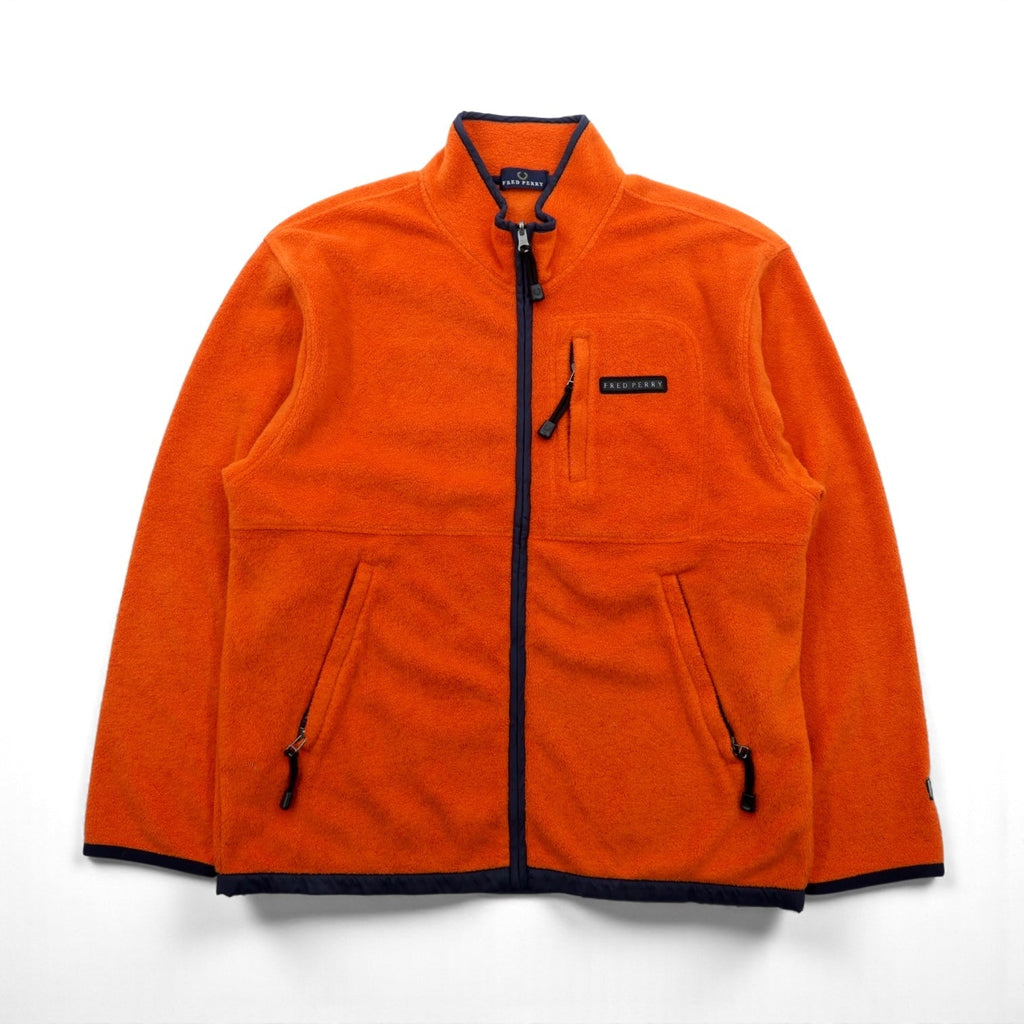 FRED PERRY 90年代 フルジップ フリースジャケット L オレンジ ポリエステル