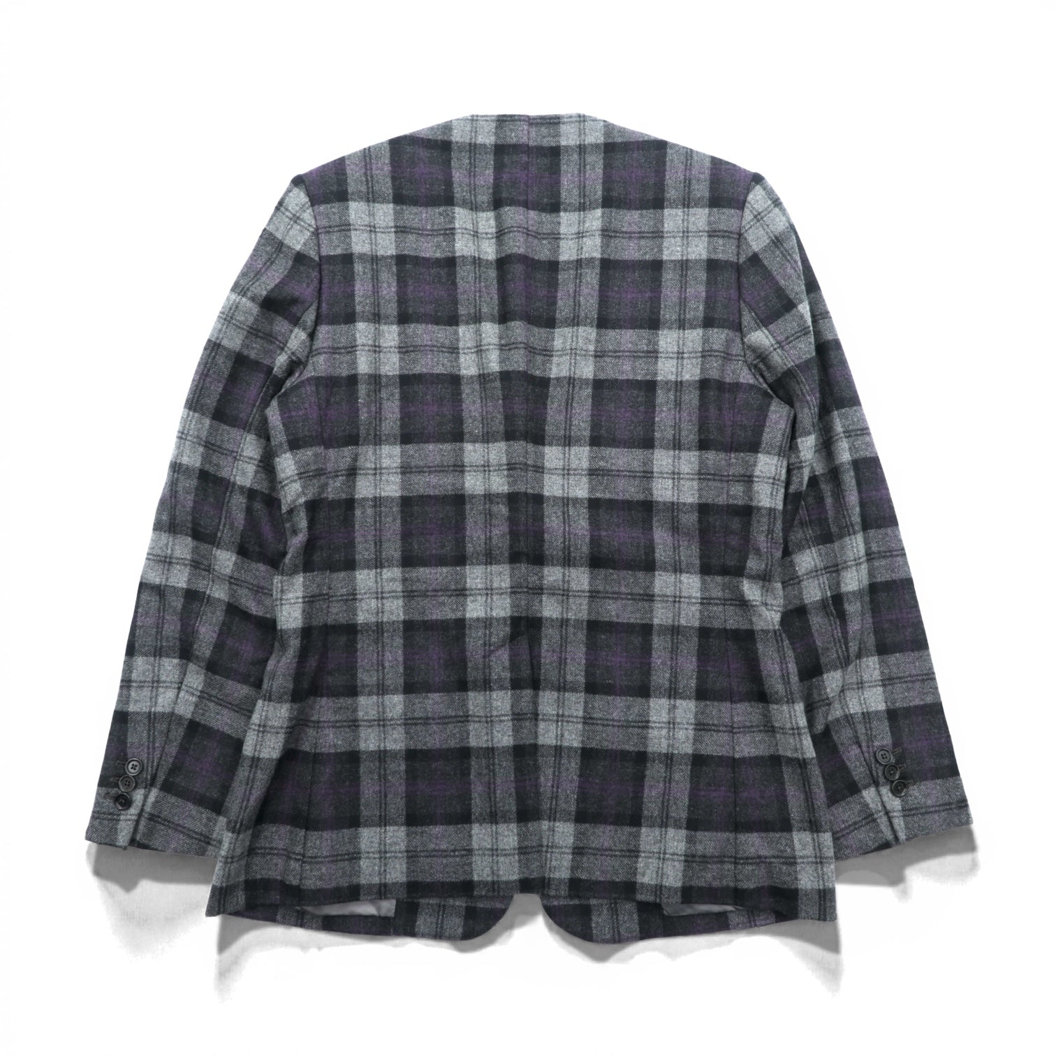 W-D MAN ノーカラー ブレザー ジャケット M チェック イタリア製 UNITED ARROWS 取扱い