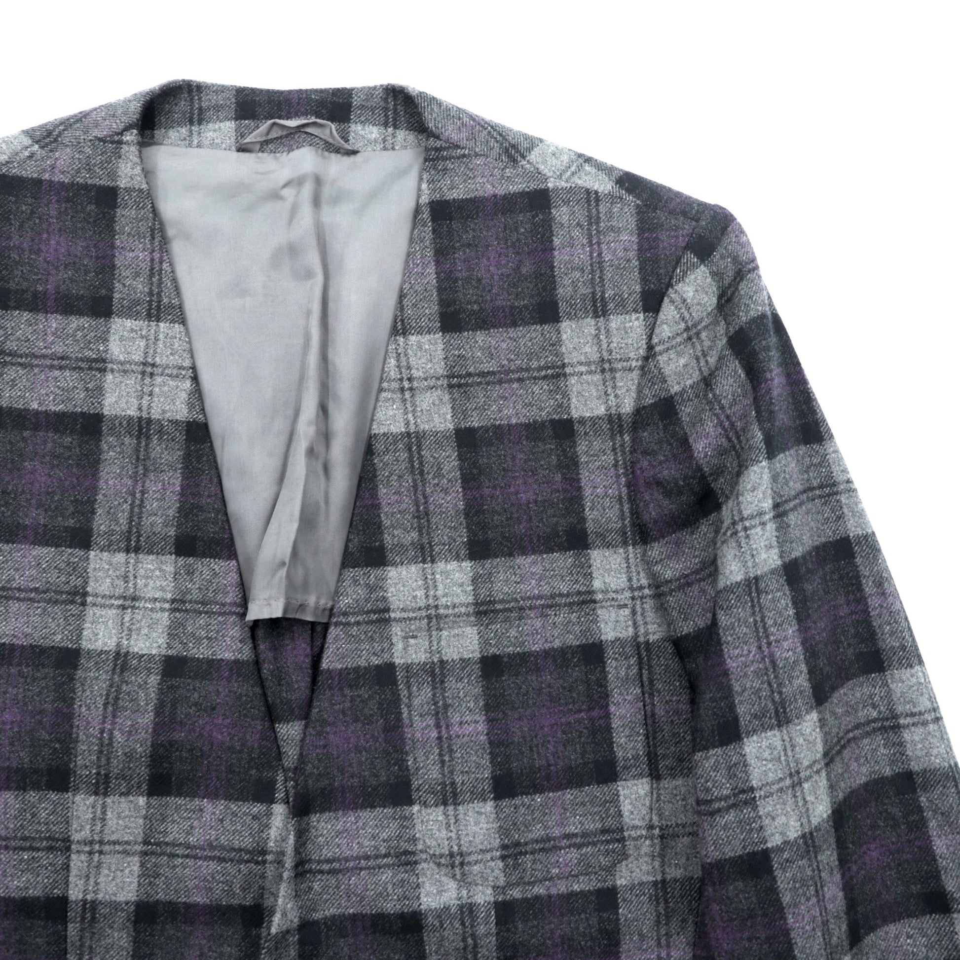 W-D MAN ノーカラー ブレザー ジャケット M チェック イタリア製 UNITED ARROWS 取扱い