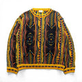 Giovanni Uomo 90s Italy Vintage 3D Textured Knitwear ニット セーター M イエロー 総柄 90年代