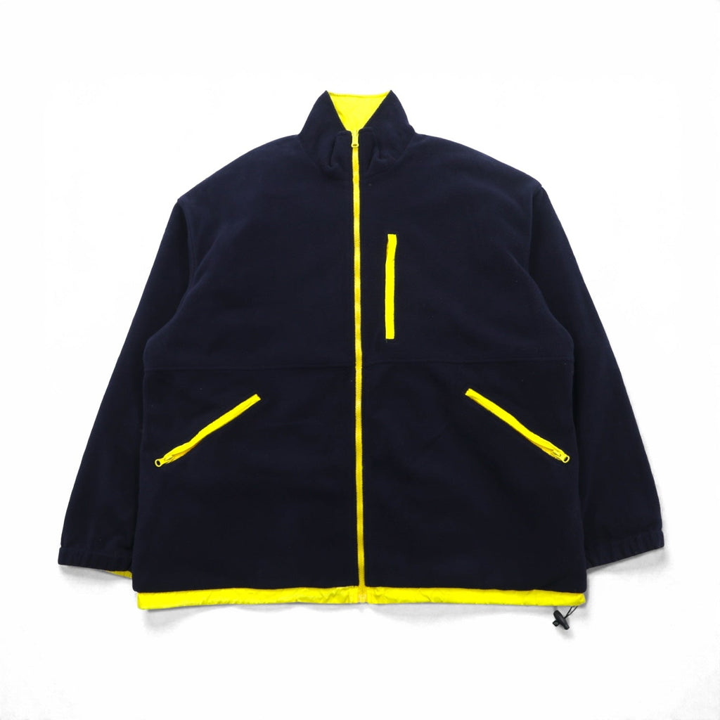 LACOSTE 90年代 リバーシブル ナイロンジャケット フリースジャケット XL ドローコード ジップアップ スタンドカラー