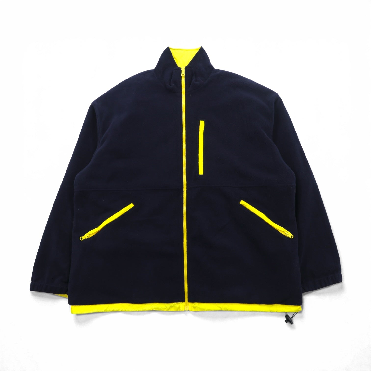 LACOSTE 90年代 リバーシブル ナイロンジャケット フリースジャケット XL ドローコード ジップアップ スタンドカラー