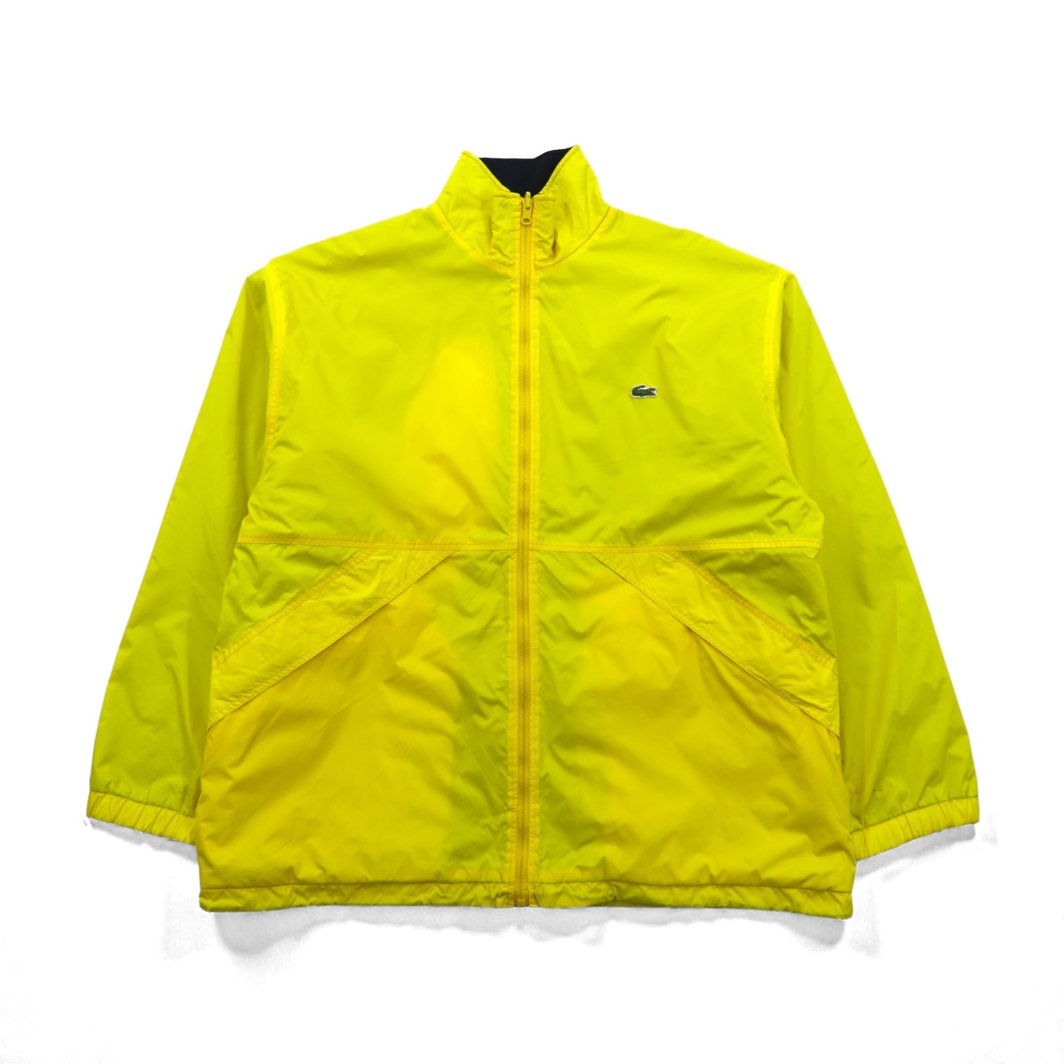 LACOSTE 90年代 リバーシブル ナイロンジャケット フリースジャケット XL ドローコード ジップアップ スタンドカラー