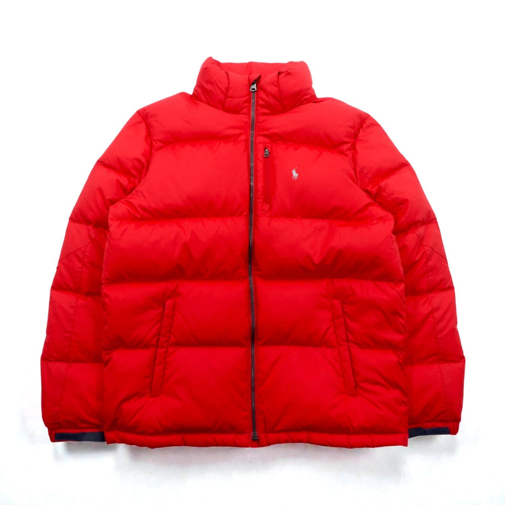 Polo Ralph Lauren PERFORMANCE ダウンジャケット M レッド ナイロン スモールポニー フード着脱式