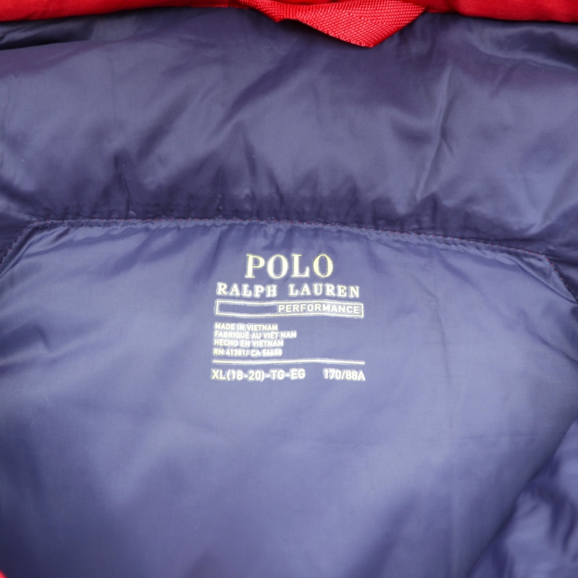 Polo Ralph Lauren PERFORMANCE ダウンジャケット M レッド ナイロン スモールポニー フード着脱式