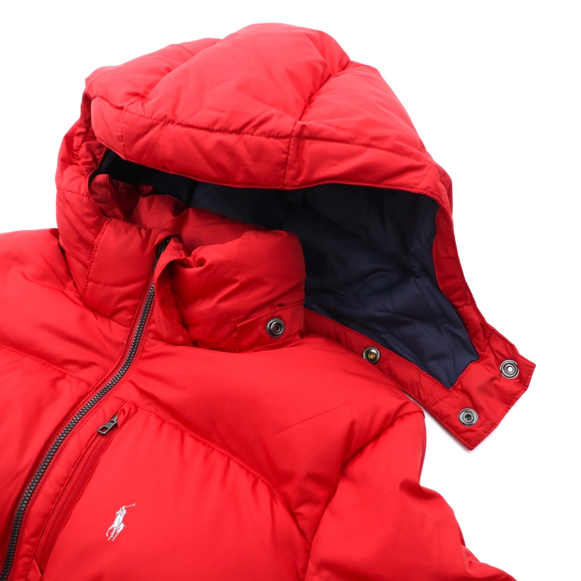 Polo Ralph Lauren PERFORMANCE ダウンジャケット M レッド ナイロン スモールポニー フード着脱式