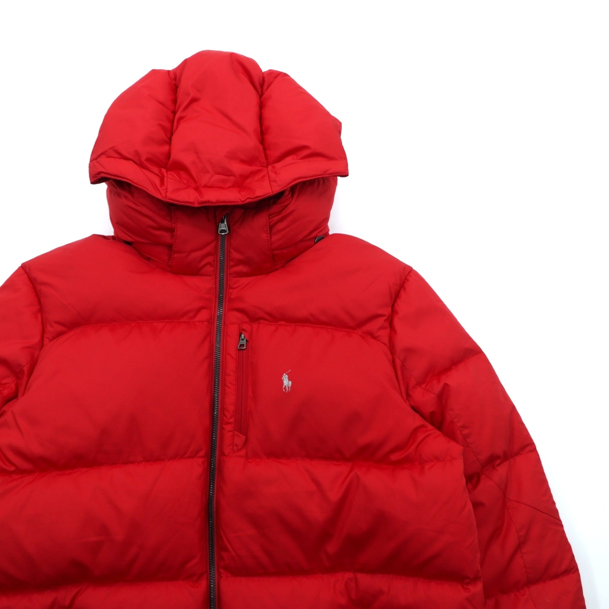 Polo Ralph Lauren PERFORMANCE ダウンジャケット M レッド ナイロン スモールポニー フード着脱式