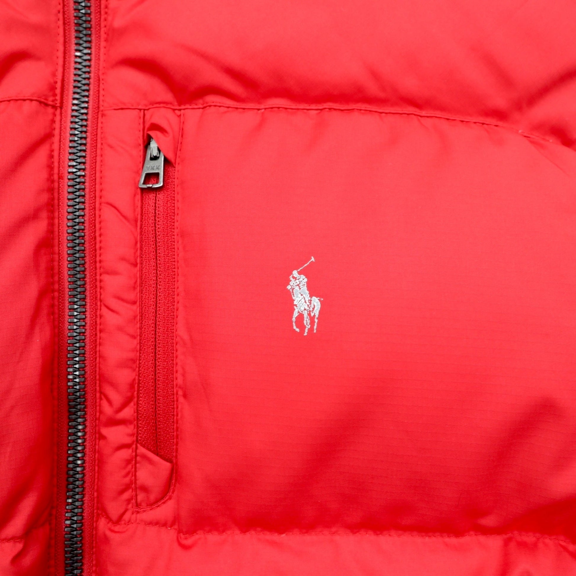 Polo Ralph Lauren PERFORMANCE ダウンジャケット M レッド ナイロン スモールポニー フード着脱式