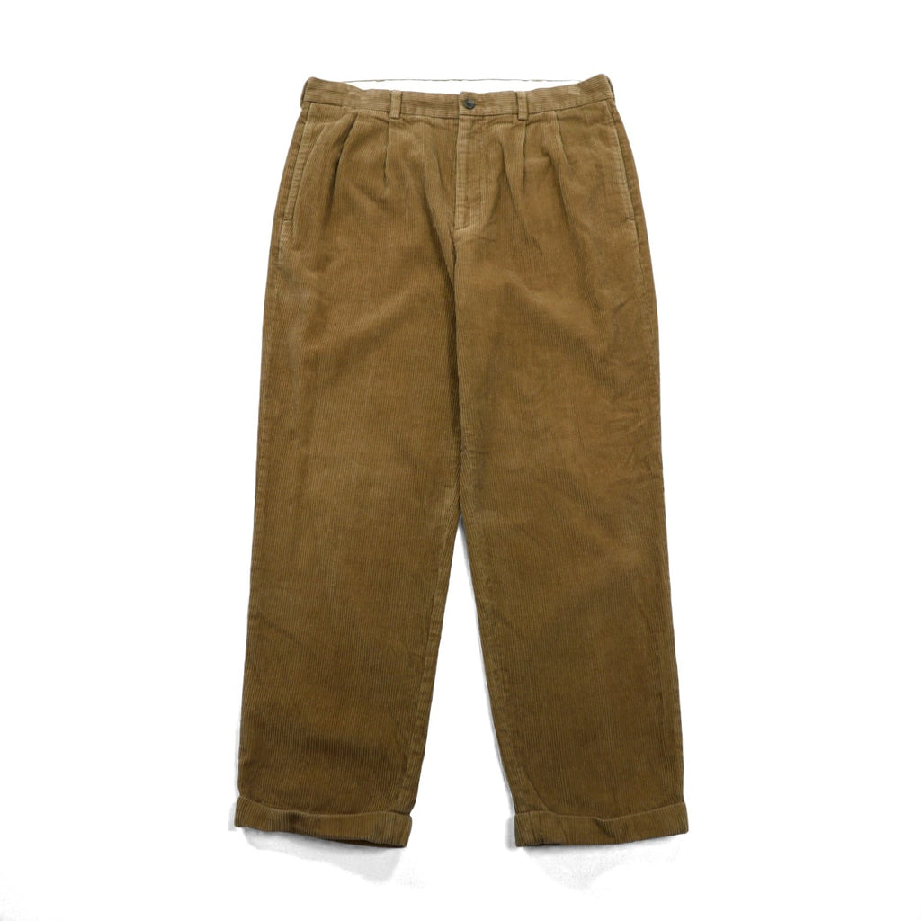 Brooks Brothers 2タック ワイド コーデュロイ チノパンツ スラックス L ブラウン コットン