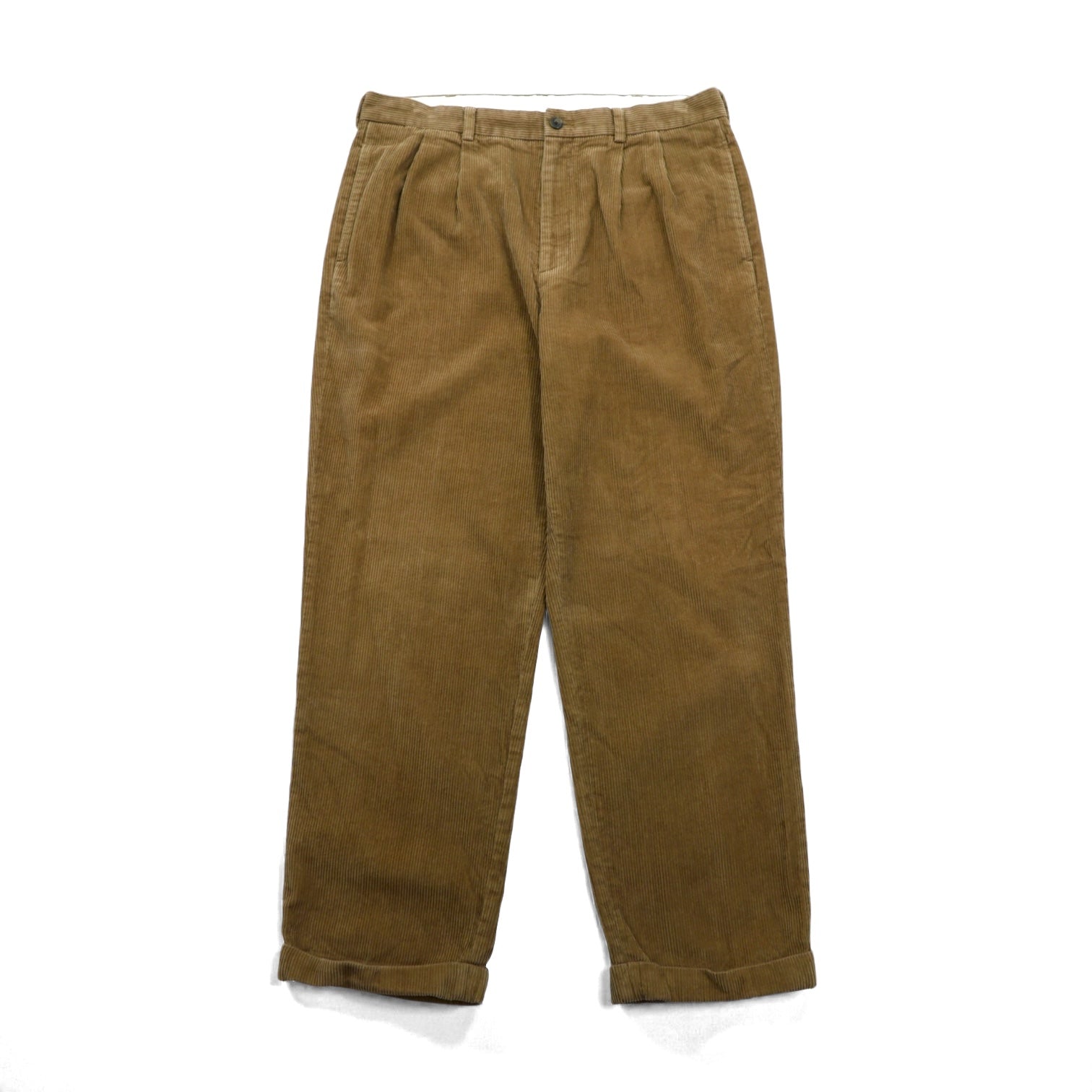 Brooks Brothers 2タック ワイド コーデュロイ チノパンツ スラックス L ブラウン コットン