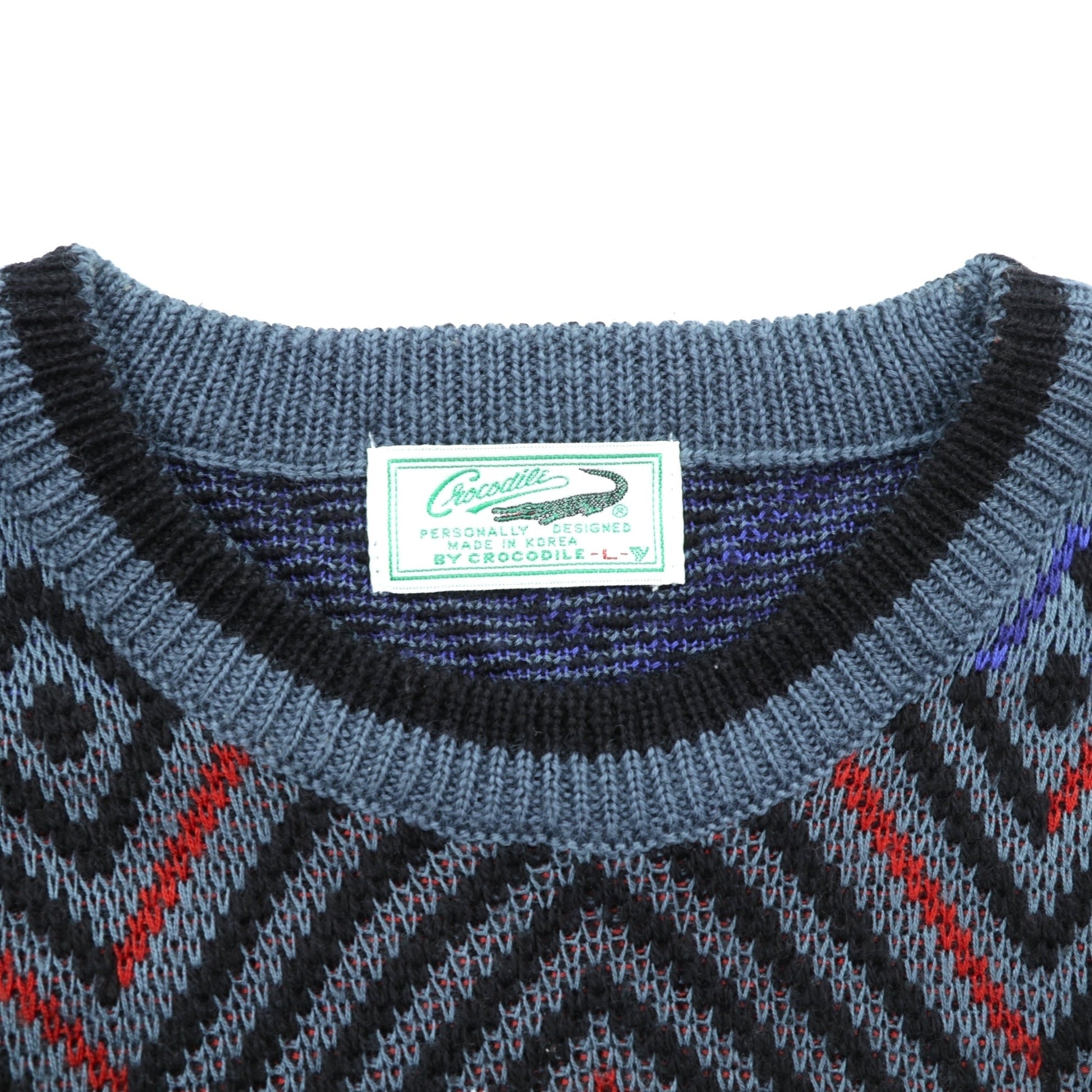 Crocodile 90年代 ヴィンテージ 総柄 ニット セーター L マルチカラー 幾何学