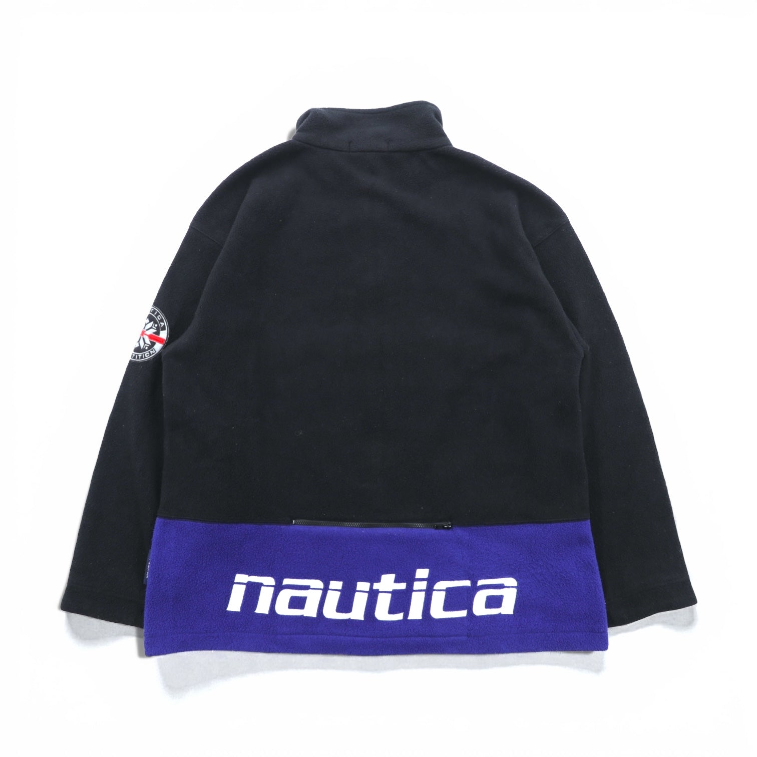 NAUTICA 00年代 フルジップ フリースジャケット XL ブラック スタンドカラー COMPETITION バックロゴ刺繍