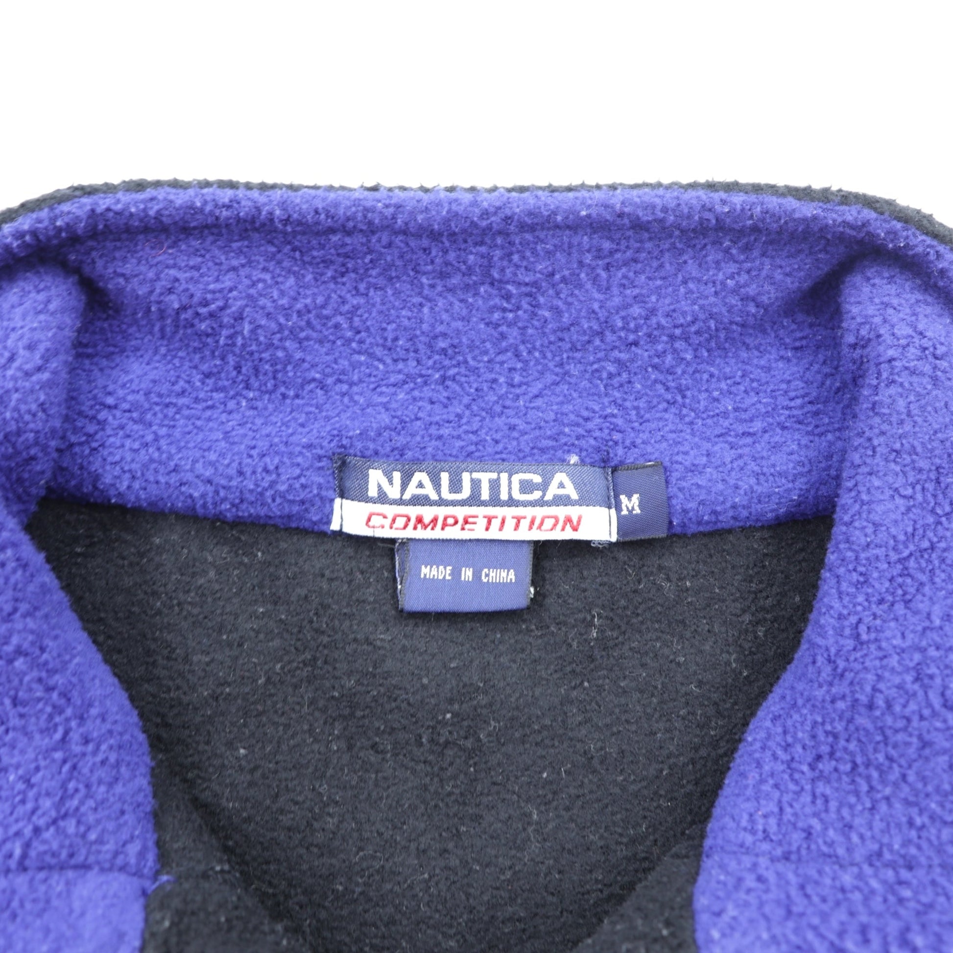 NAUTICA 00年代 フルジップ フリースジャケット XL ブラック スタンドカラー COMPETITION バックロゴ刺繍