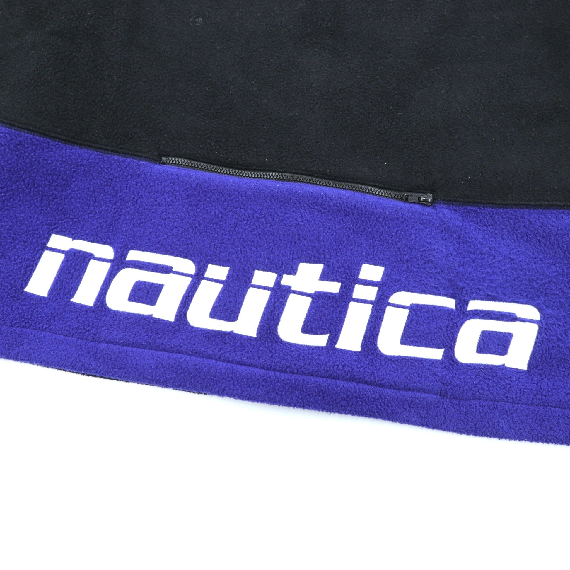 NAUTICA 00年代 フルジップ フリースジャケット XL ブラック スタンドカラー COMPETITION バックロゴ刺繍