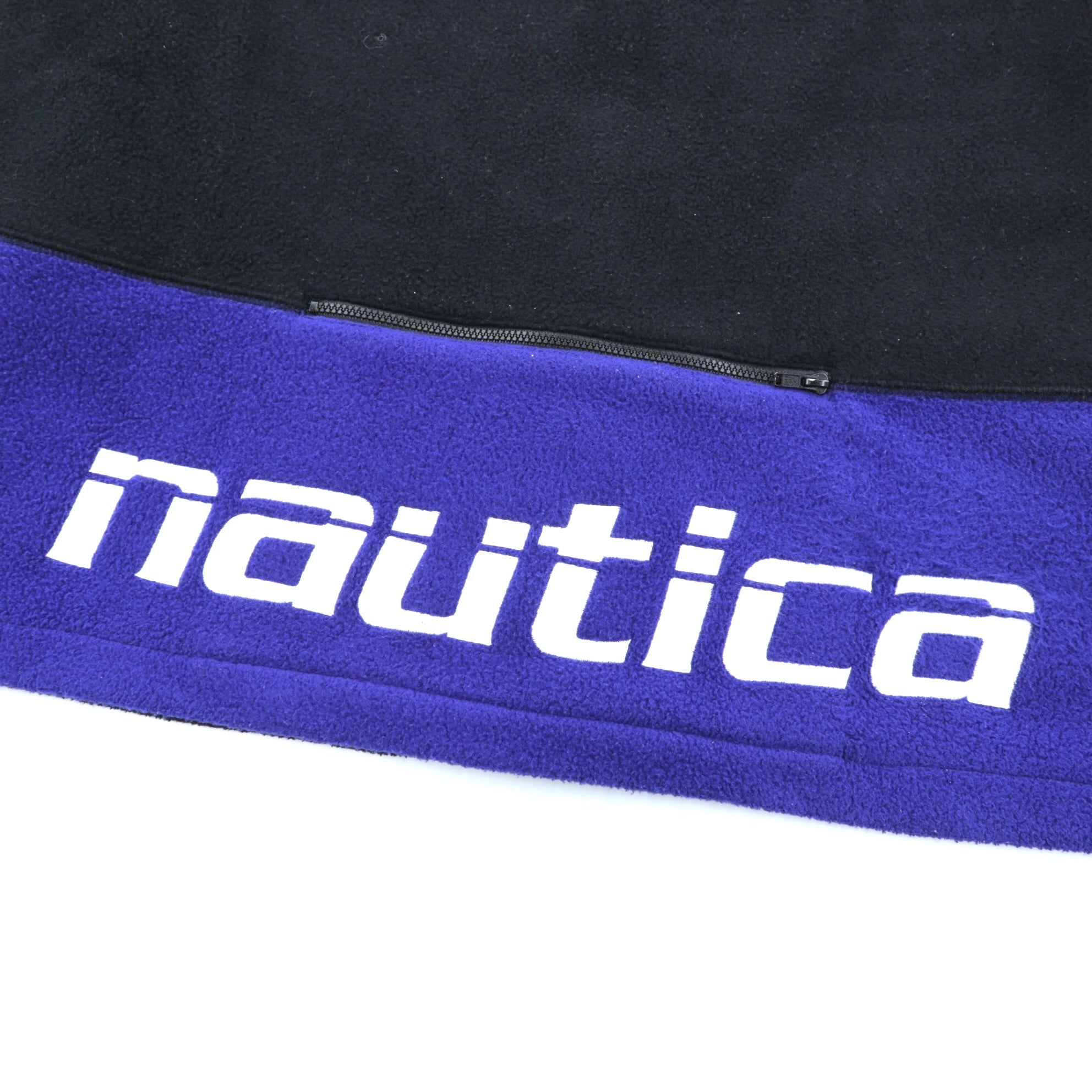NAUTICA 00年代 フルジップ フリースジャケット XL ブラック スタンドカラー COMPETITION バックロゴ刺繍