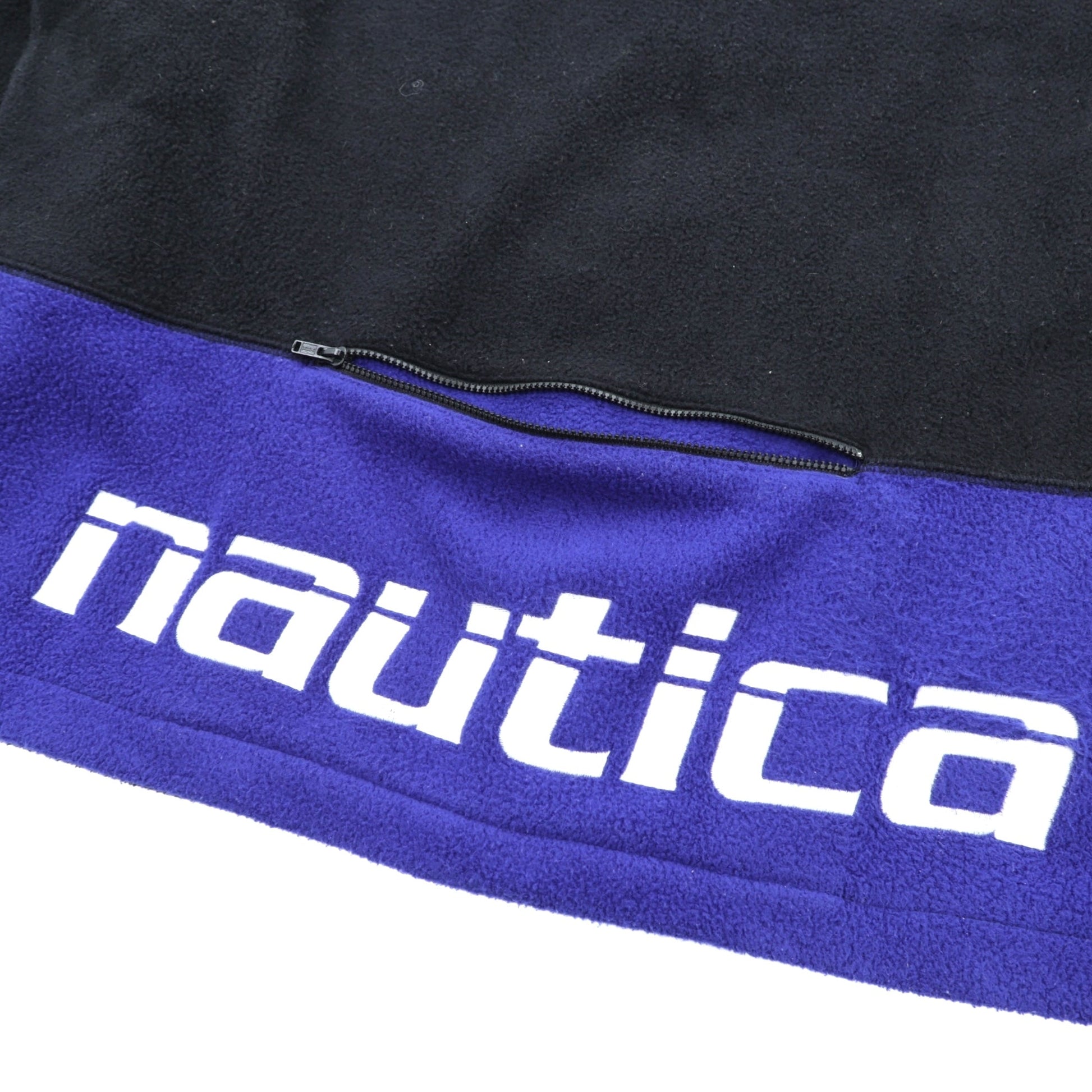 NAUTICA 00年代 フルジップ フリースジャケット XL ブラック スタンドカラー COMPETITION バックロゴ刺繍
