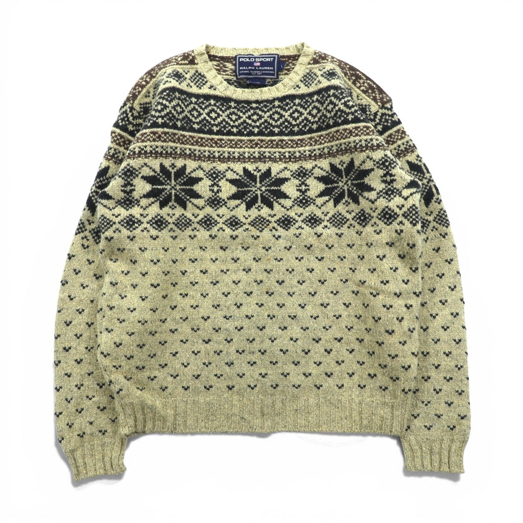 POLO SPORT RALPH LAUREN 90年代 ノルディック柄 ニット セーター L ウール シルク混 バーズアイ