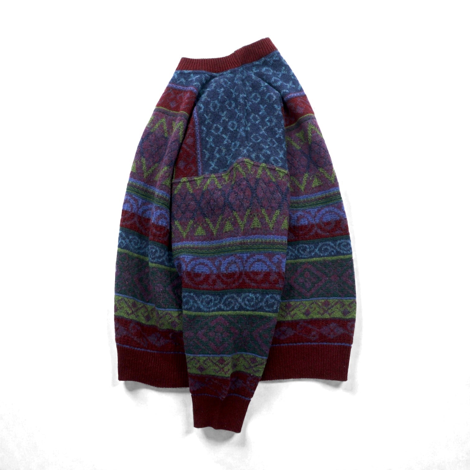 90s Italy Vintage Jacquard Knitwear GIORGIO ALLAN 総柄 フェアアイル ニット セーター XL ウール 羊毛 アルパカ混 90年代 イタリア製
