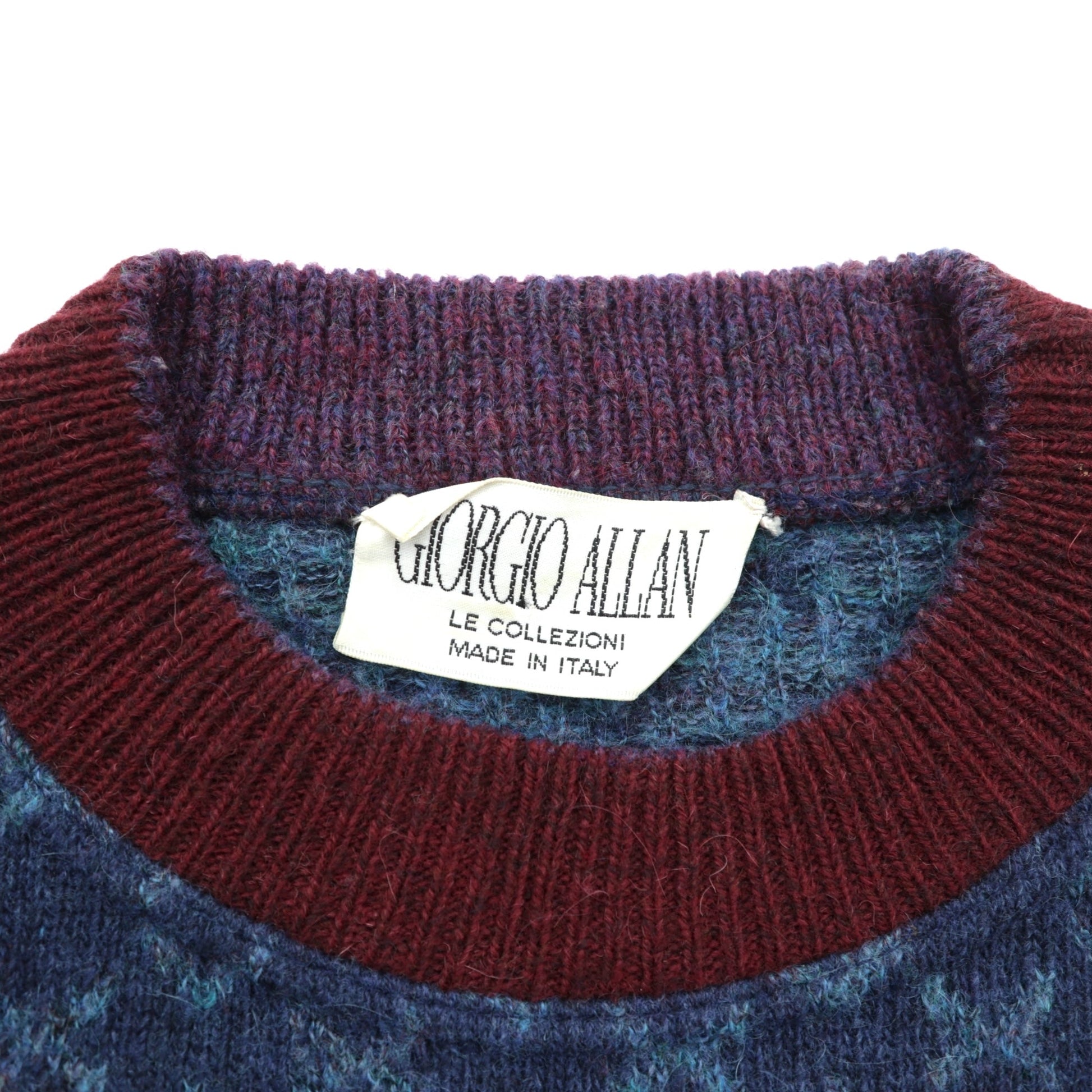 90s Italy Vintage Jacquard Knitwear GIORGIO ALLAN 総柄 フェアアイル ニット セーター XL ウール 羊毛 アルパカ混 90年代 イタリア製