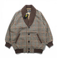 DAKS 90年代 日本製 ショールカラー リブ ブルゾン S ウール ガンクラブチェック くるみボタン 未使用品