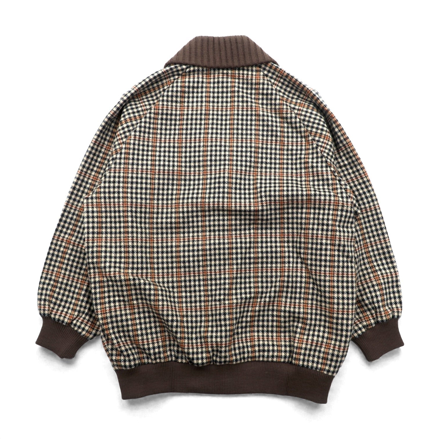 DAKS 90年代 日本製 ショールカラー リブ ブルゾン S ウール ガンクラブチェック くるみボタン 未使用品