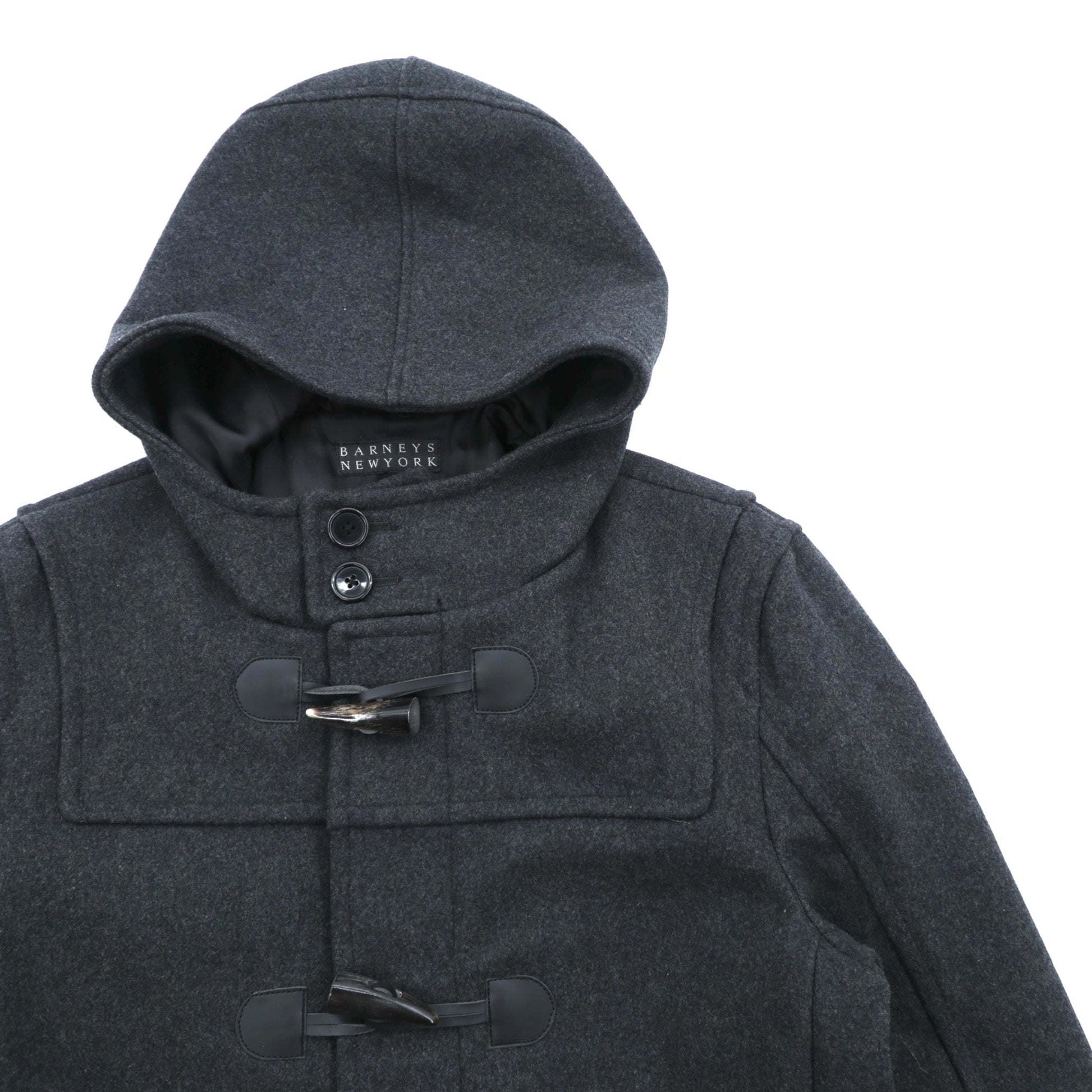 BARNEYS NEW YORK ダッフルコート XL グレー ウール トグルボタン フード付き