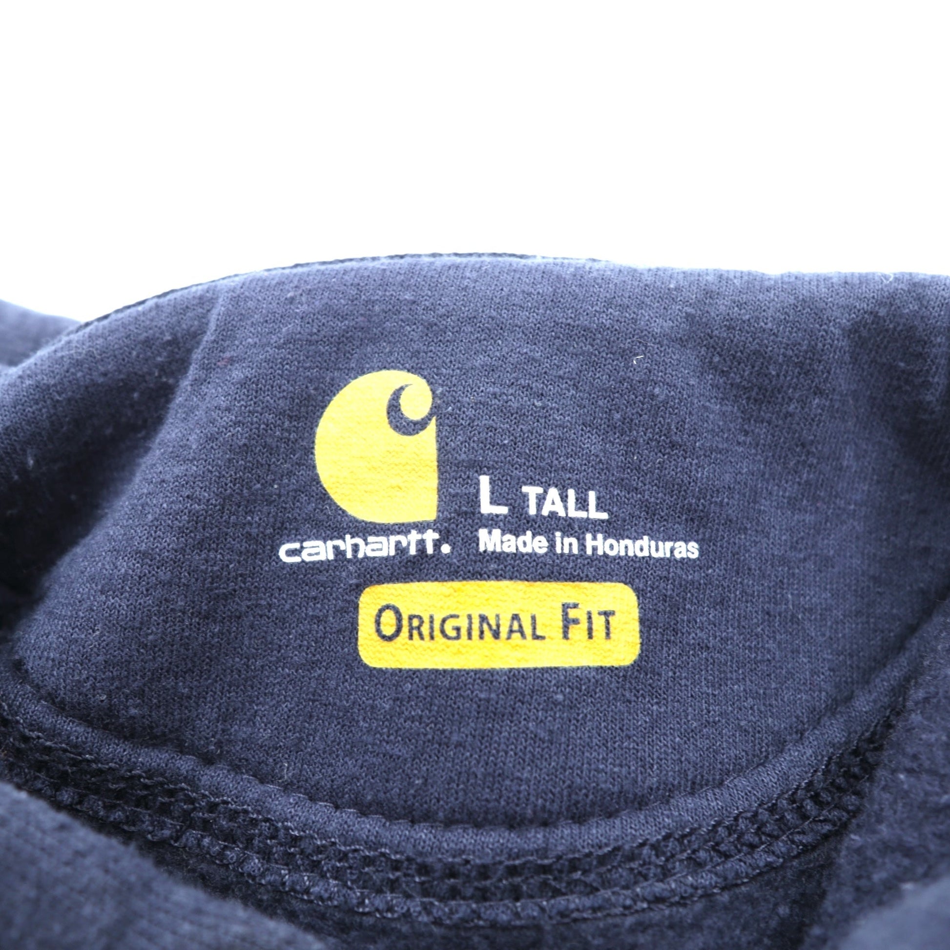 carhartt プルオーバー パーカー L ネイビー 裏起毛 カンガルーポケット 袖ロゴ K288