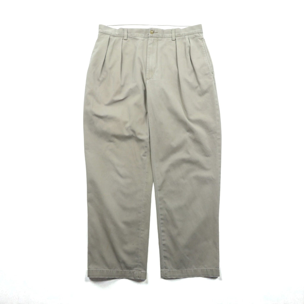 Polo Ralph Lauren ポロチノ 2タック ワイド テーパード チノパンツ スラックス L ベージュ プリーツ CLASSIC FIT PLEATED