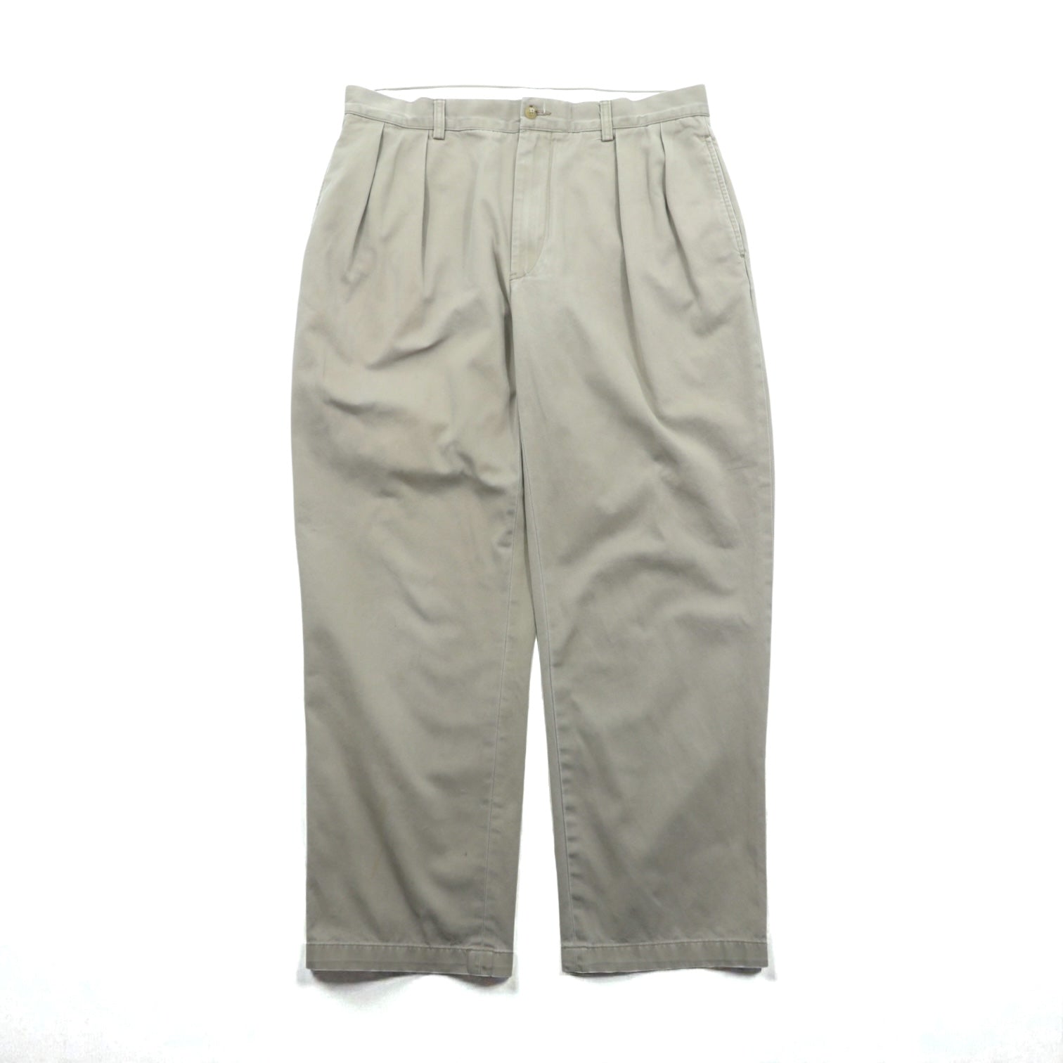 Polo Ralph Lauren ポロチノ 2タック ワイド テーパード チノパンツ スラックス L ベージュ プリーツ CLASSIC FIT PLEATED